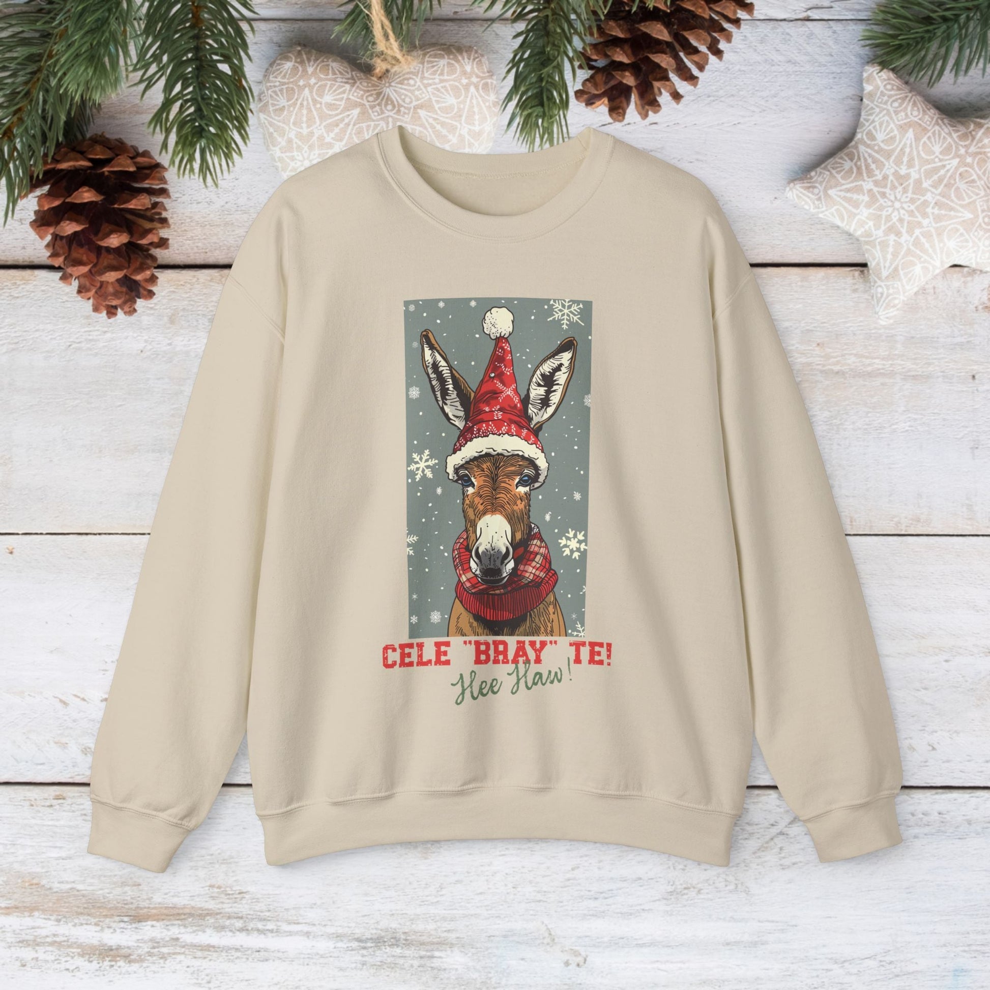 Donkey Christmas Sweatshirt Shirt, Cele "Bray" Te! Donkey Gifts, Donkey Mule Shirt - FlooredByArt