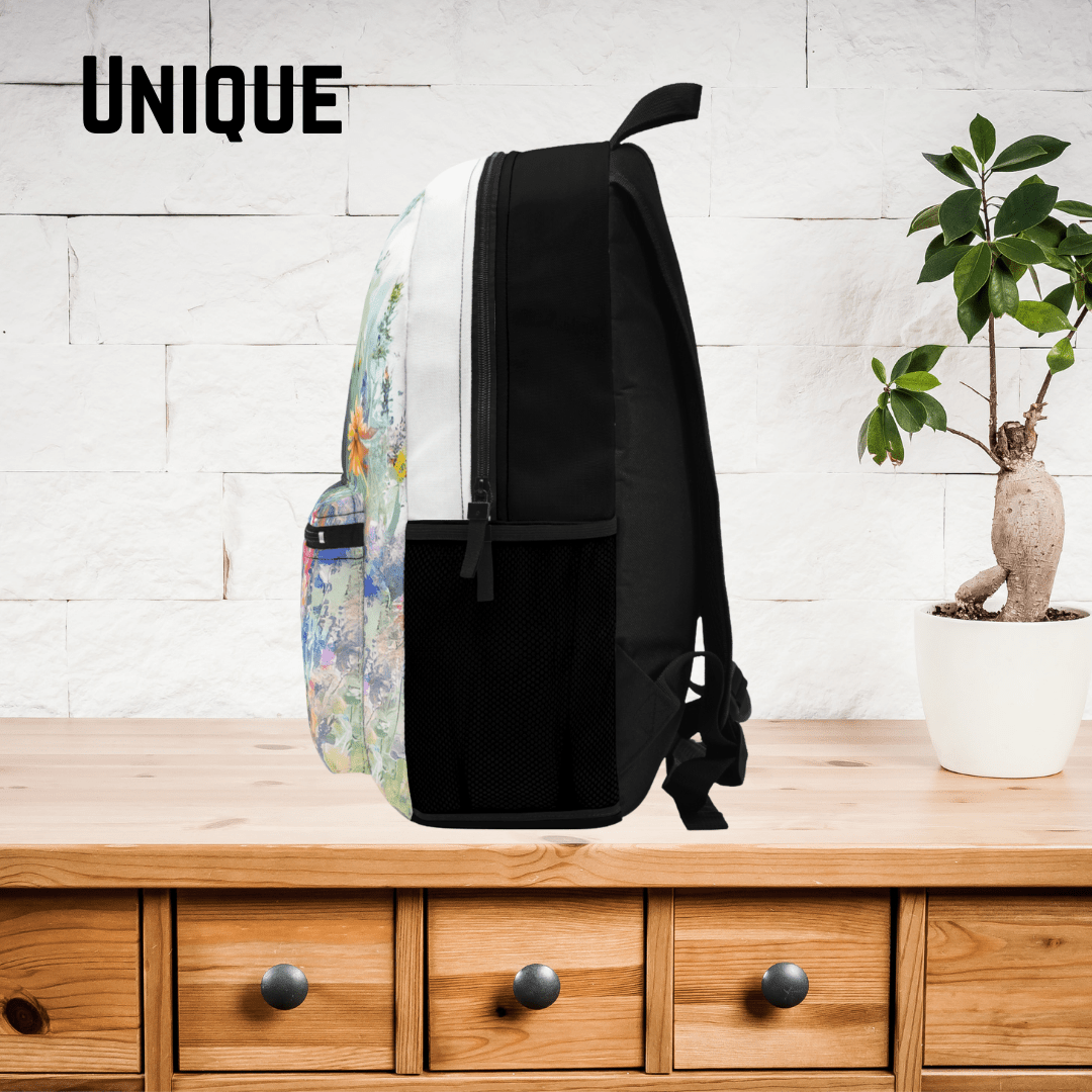 Donkey & Wildflowers Backpack - Personalized Fall School Bag, Cute Animal Art - FlooredByArt