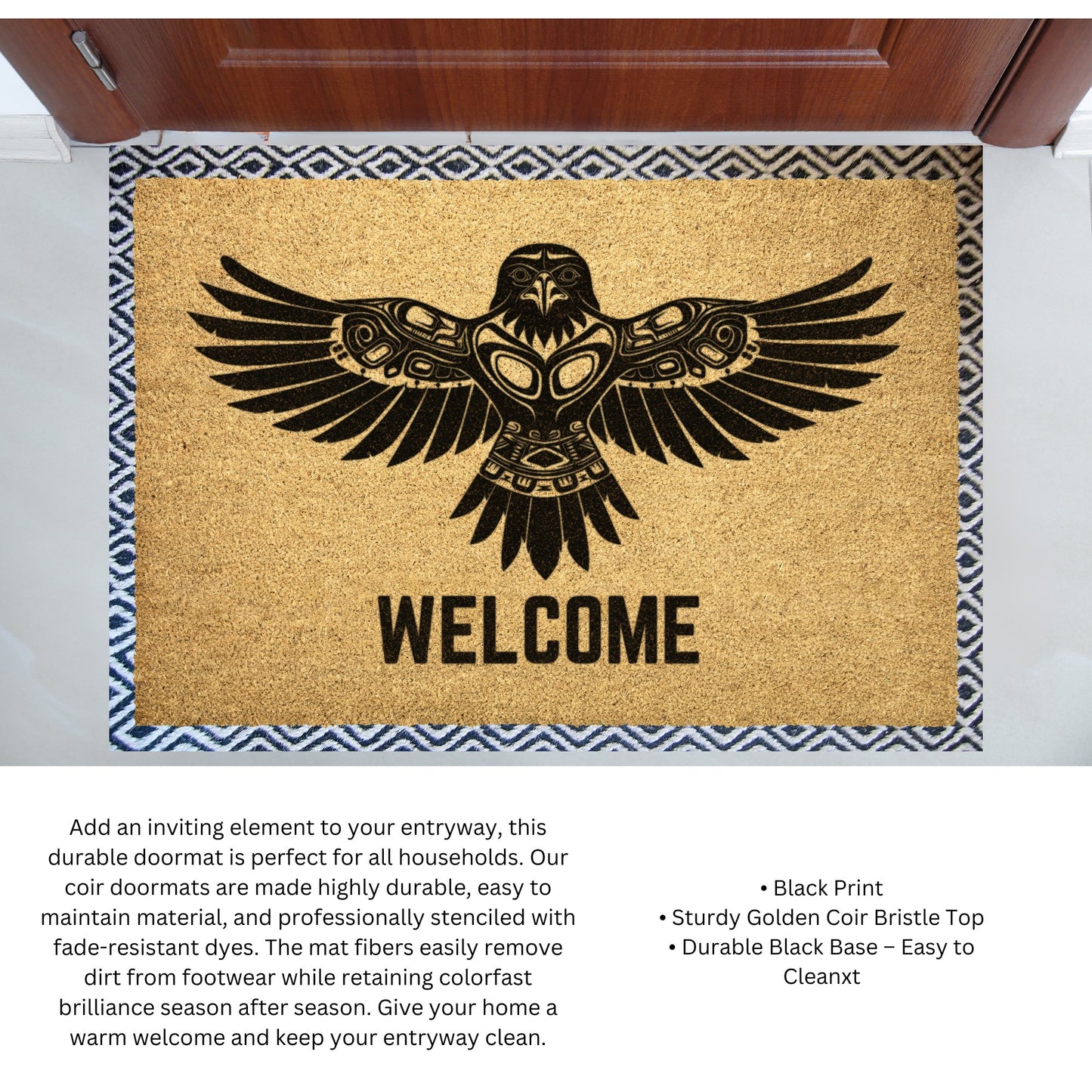 Eagle Welcome Doormat, Personalized Doormat-Custom Door Mat - FlooredByArt