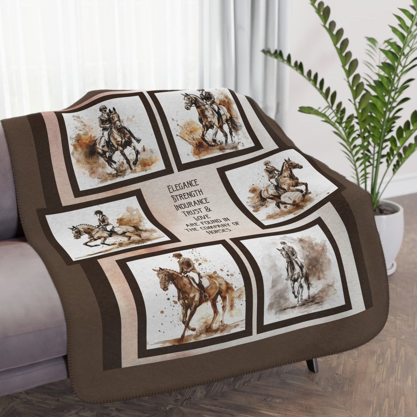 English Rider Blanket, English Show Ring Horse Sherpa Throw, Horse Art Prints - FlooredByArt