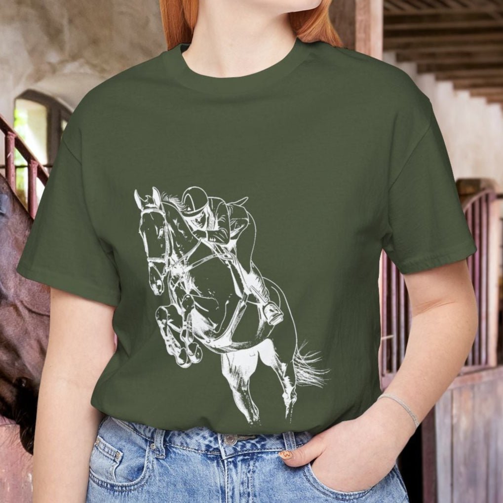 Equestrian T-Shirt - Hunter Jumper Horse Tee, English Riding Apparel - FlooredByArt