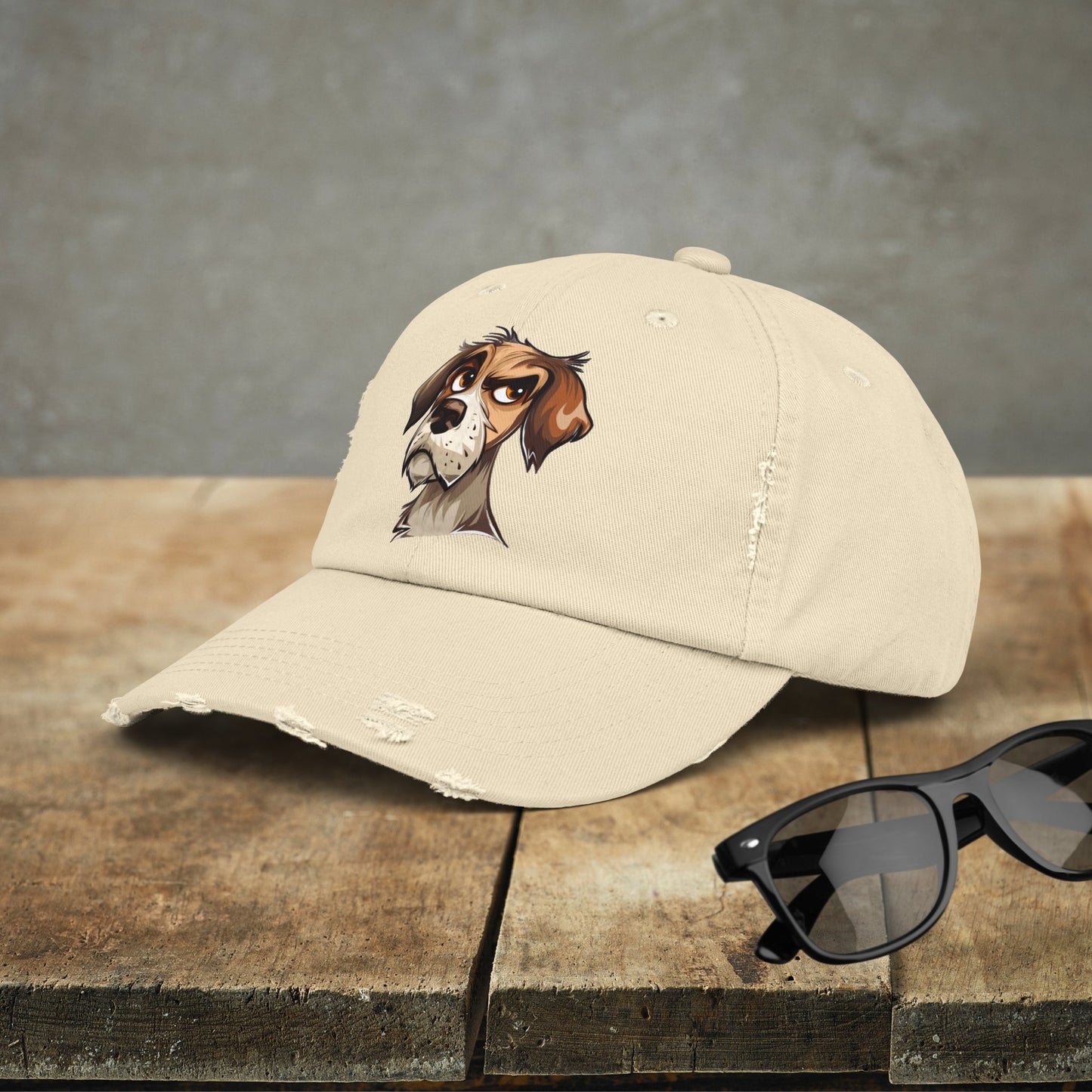 Funny Dog Distressed Baseball Cap, Unisex Cute Annoyed Dog Trucker Hat - FlooredByArt