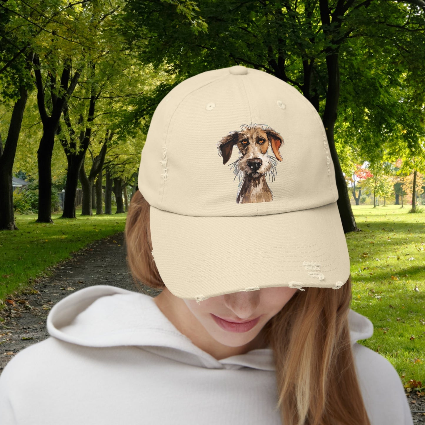 Funny Dog Hat. Distressed Dog Baseball Cap, Dog Art - FlooredByArt