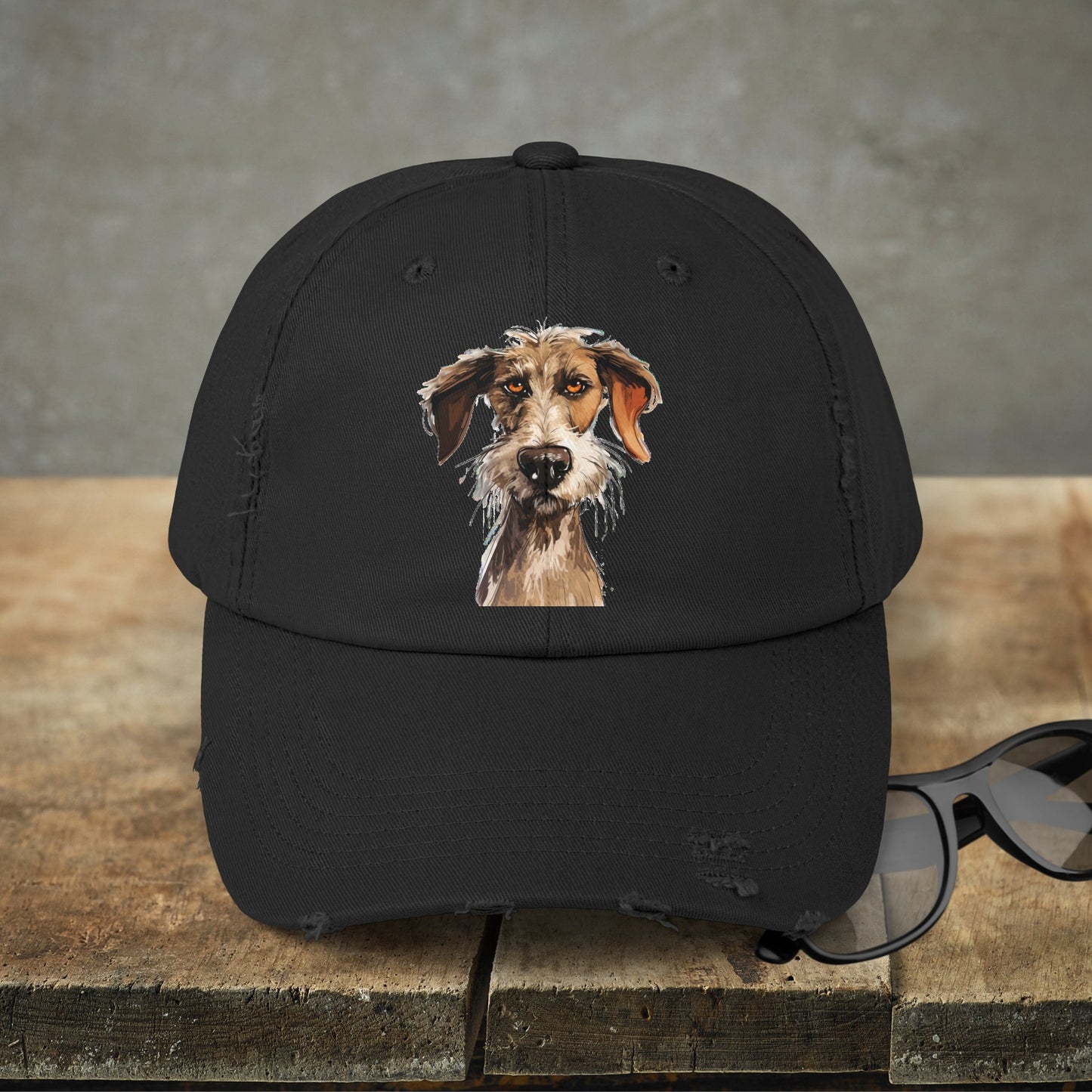 Funny Dog Hat. Distressed Dog Baseball Cap, Dog Art - FlooredByArt