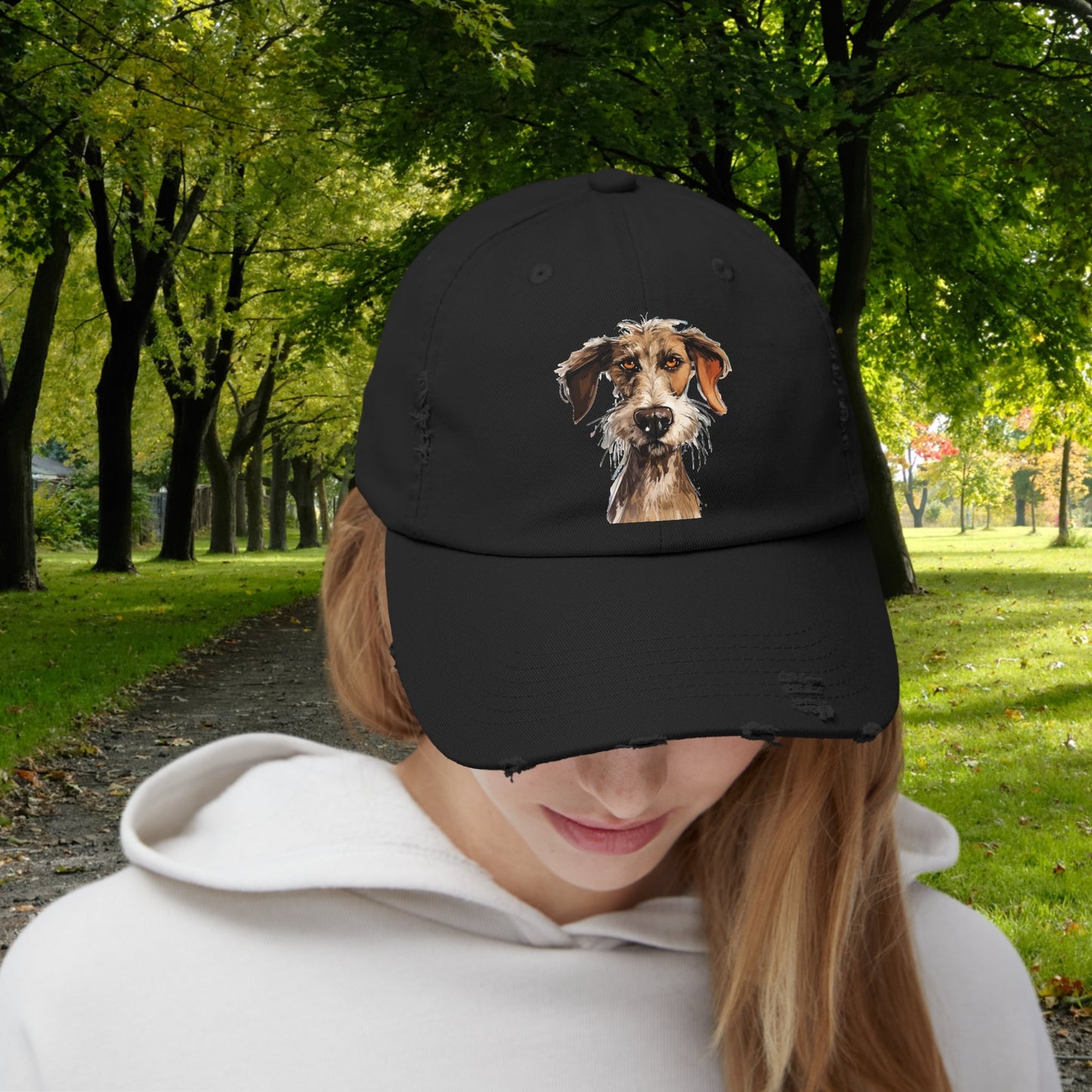 Funny Dog Hat. Distressed Dog Baseball Cap, Dog Art - FlooredByArt