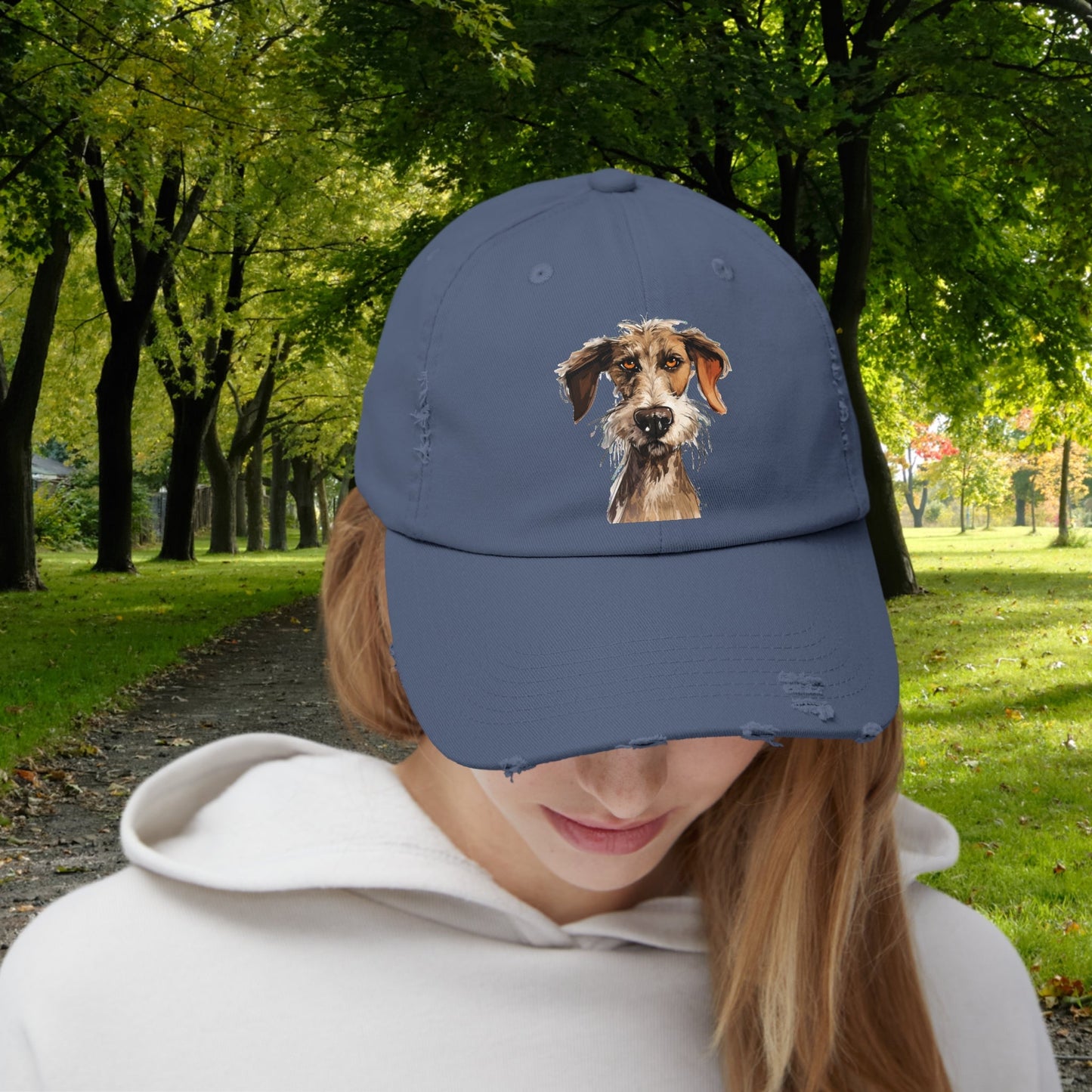 Funny Dog Hat. Distressed Dog Baseball Cap, Dog Art - FlooredByArt