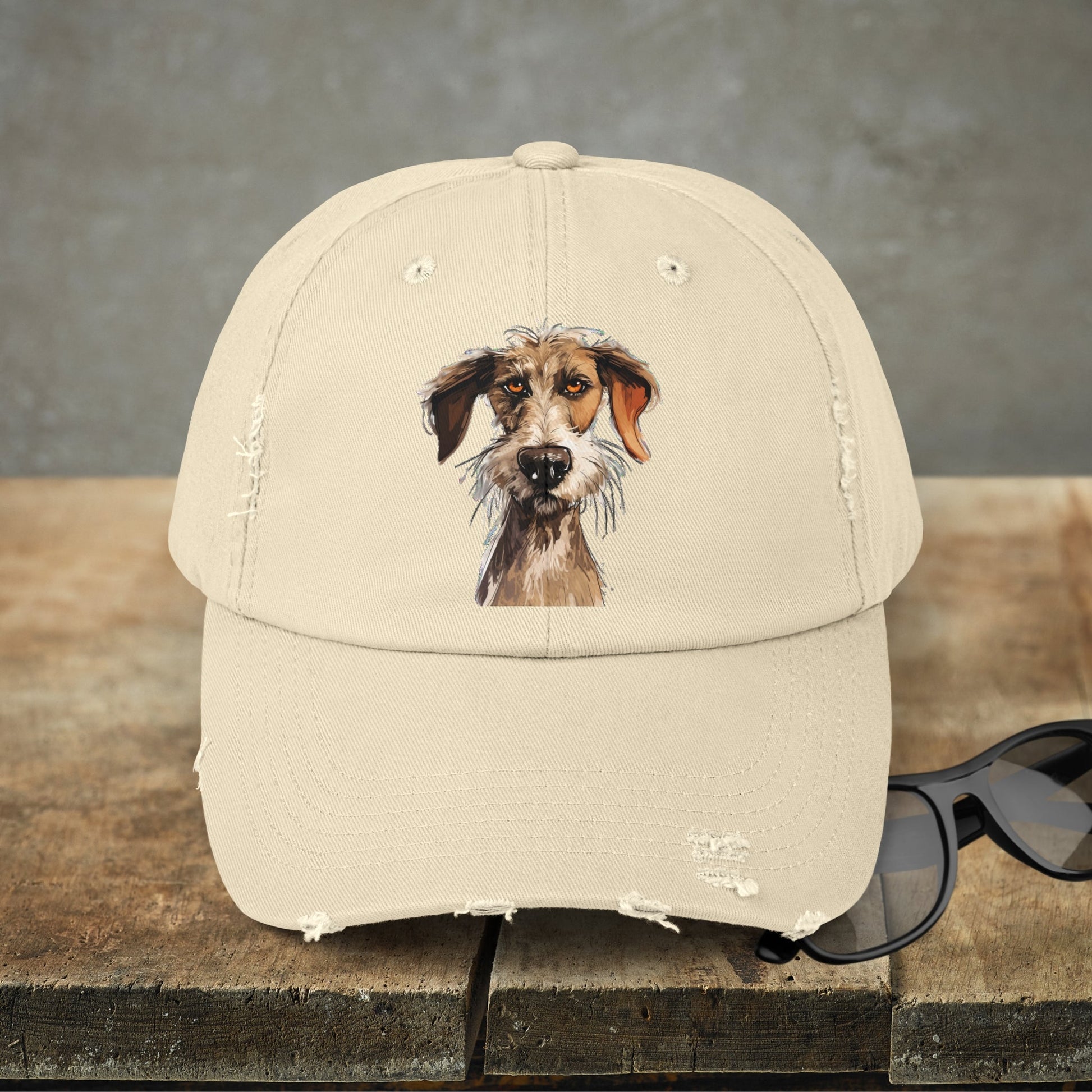 Funny Dog Hat. Distressed Dog Baseball Cap, Dog Art - FlooredByArt