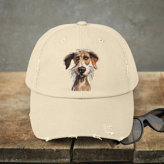 Funny Dog Hat. Distressed Dog Baseball Cap, Dog Art - FlooredByArt