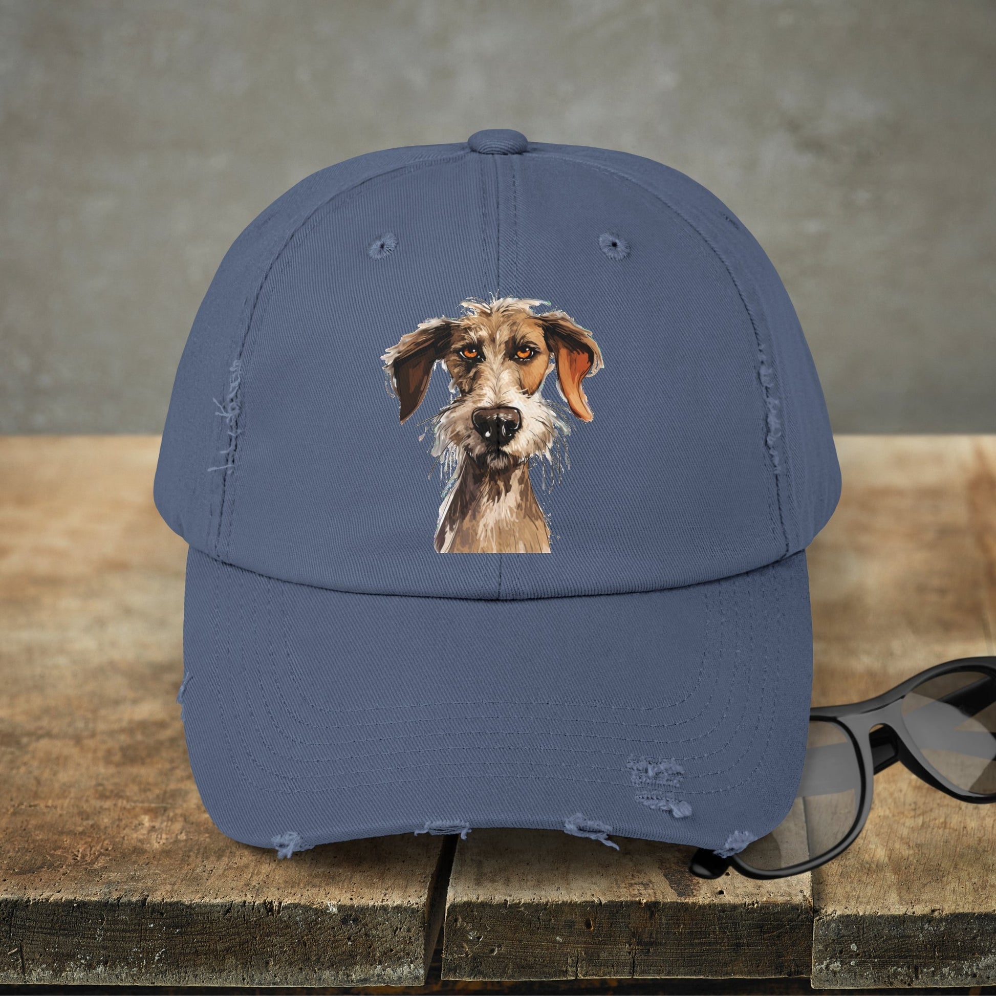 Funny Dog Hat. Distressed Dog Baseball Cap, Dog Art - FlooredByArt