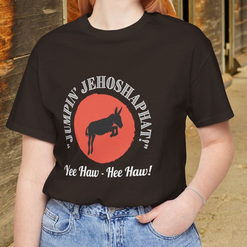 Funny Donkey T-Shirt, Jumpin Jehoshaphat Yee Haw Hee Haw Shirt, Cowboy Humor Tee - FlooredByArt