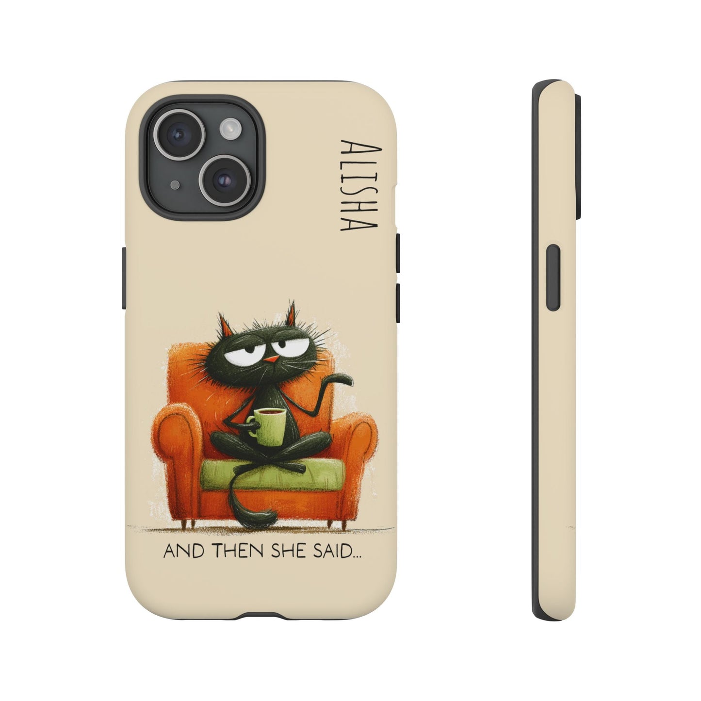 Funny Gossip Cat Phone Case, Cute Phone Accessory, Gift for Cat Phone Cover - FlooredByArt