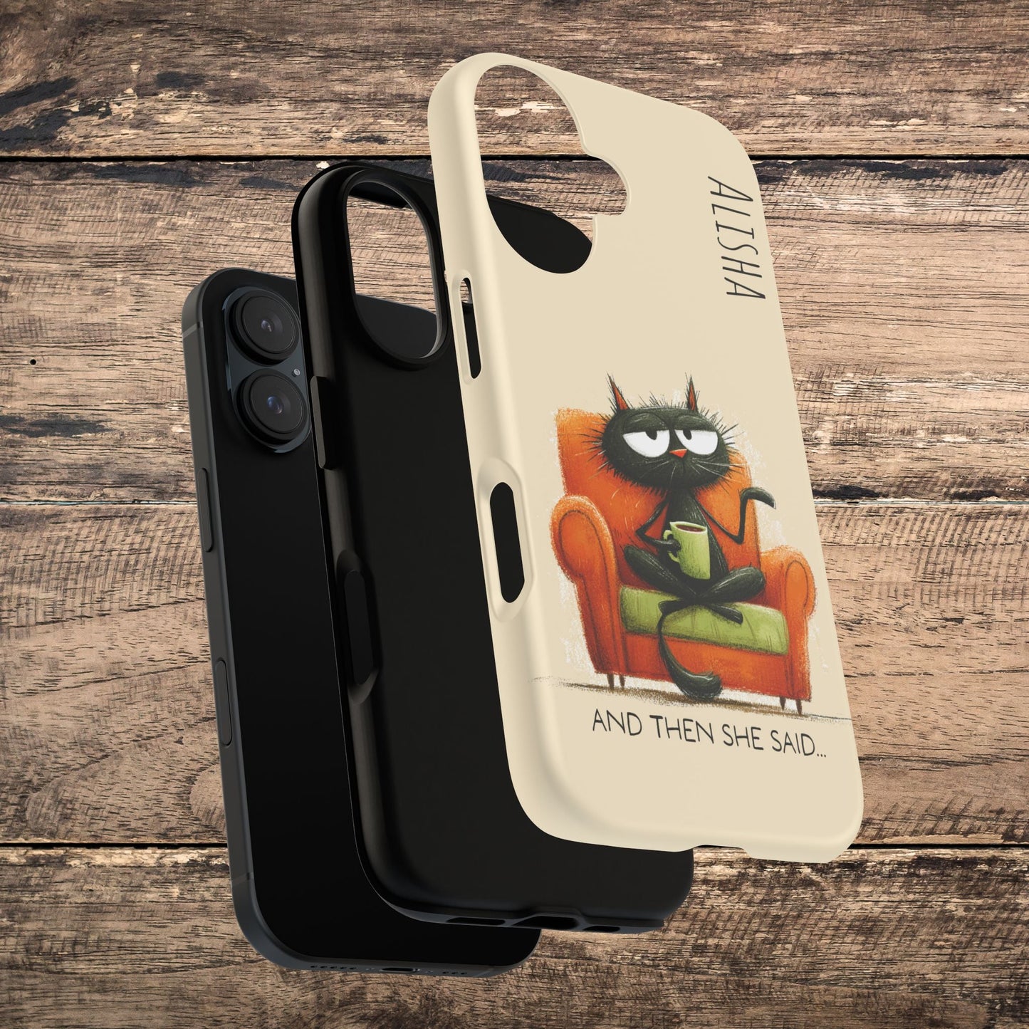 Funny Gossip Cat Phone Case, Cute Phone Accessory, Gift for Cat Phone Cover - FlooredByArt