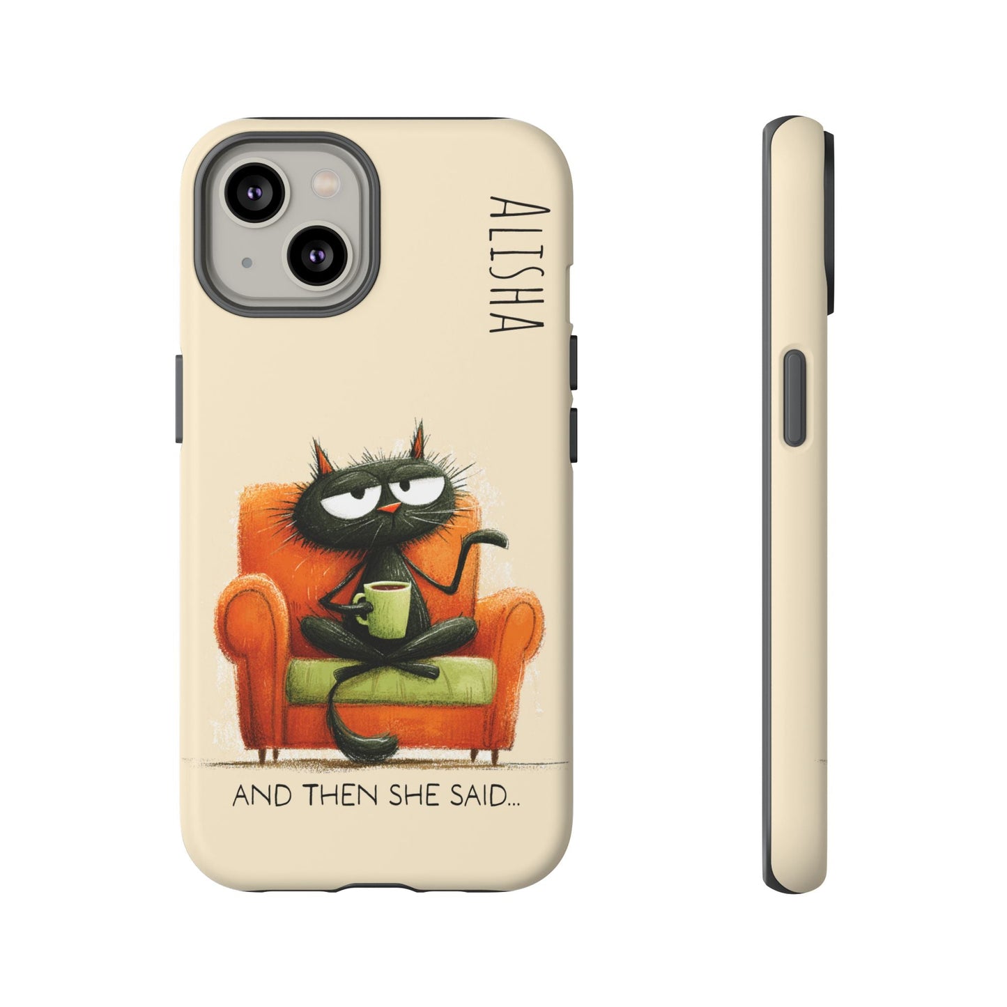 Funny Gossip Cat Phone Case, Cute Phone Accessory, Gift for Cat Phone Cover - FlooredByArt