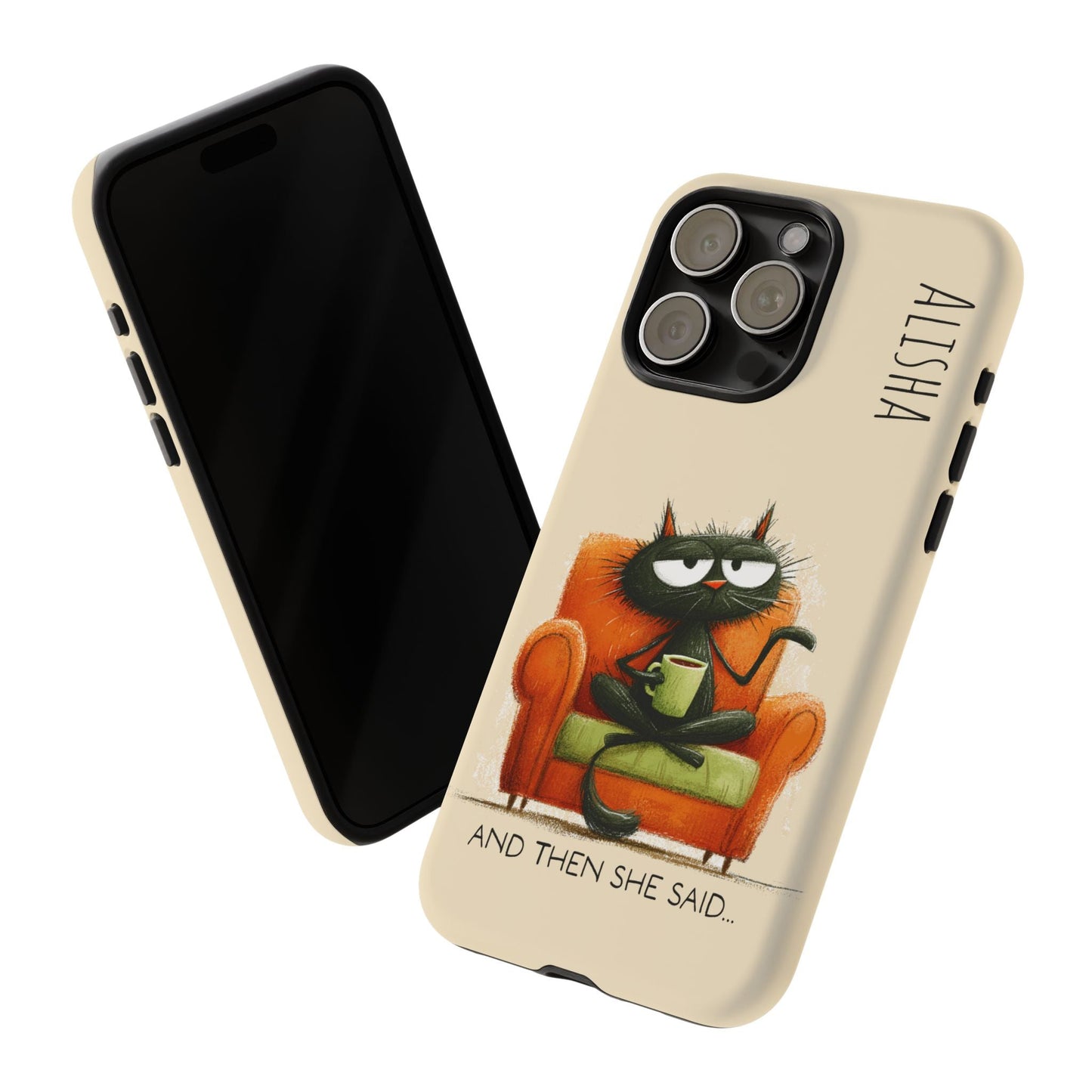Funny Gossip Cat Phone Case, Cute Phone Accessory, Gift for Cat Phone Cover - FlooredByArt