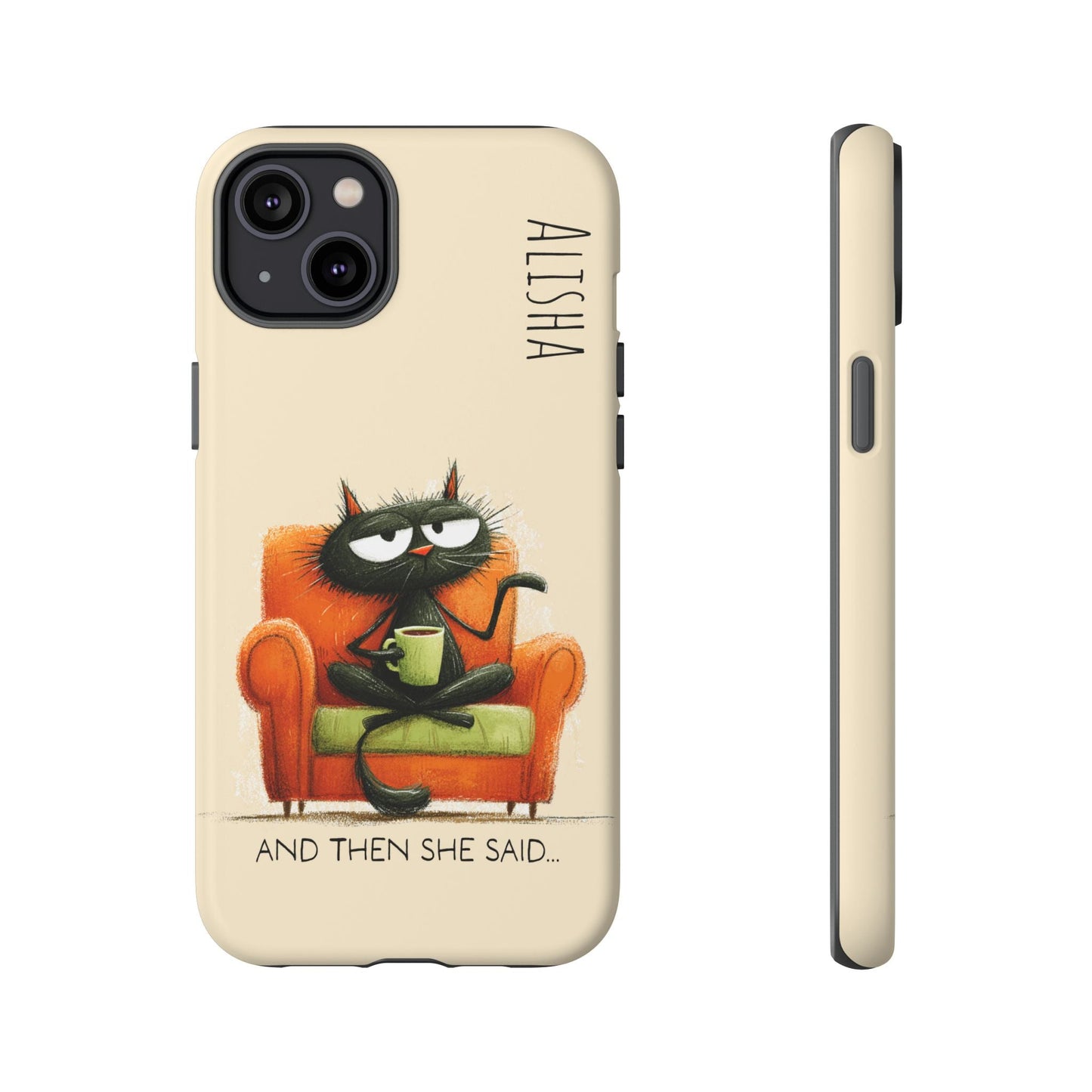 Funny Gossip Cat Phone Case, Cute Phone Accessory, Gift for Cat Phone Cover - FlooredByArt