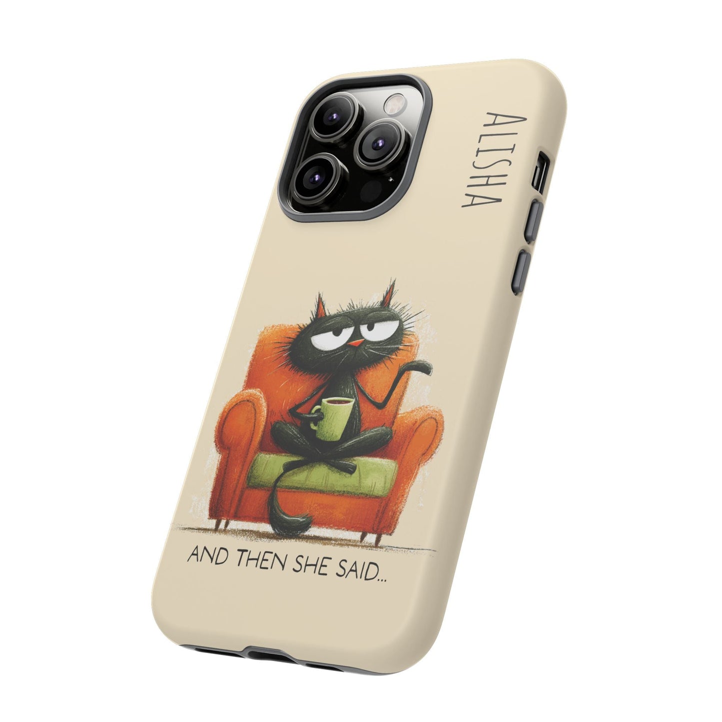 Funny Gossip Cat Phone Case, Cute Phone Accessory, Gift for Cat Phone Cover - FlooredByArt