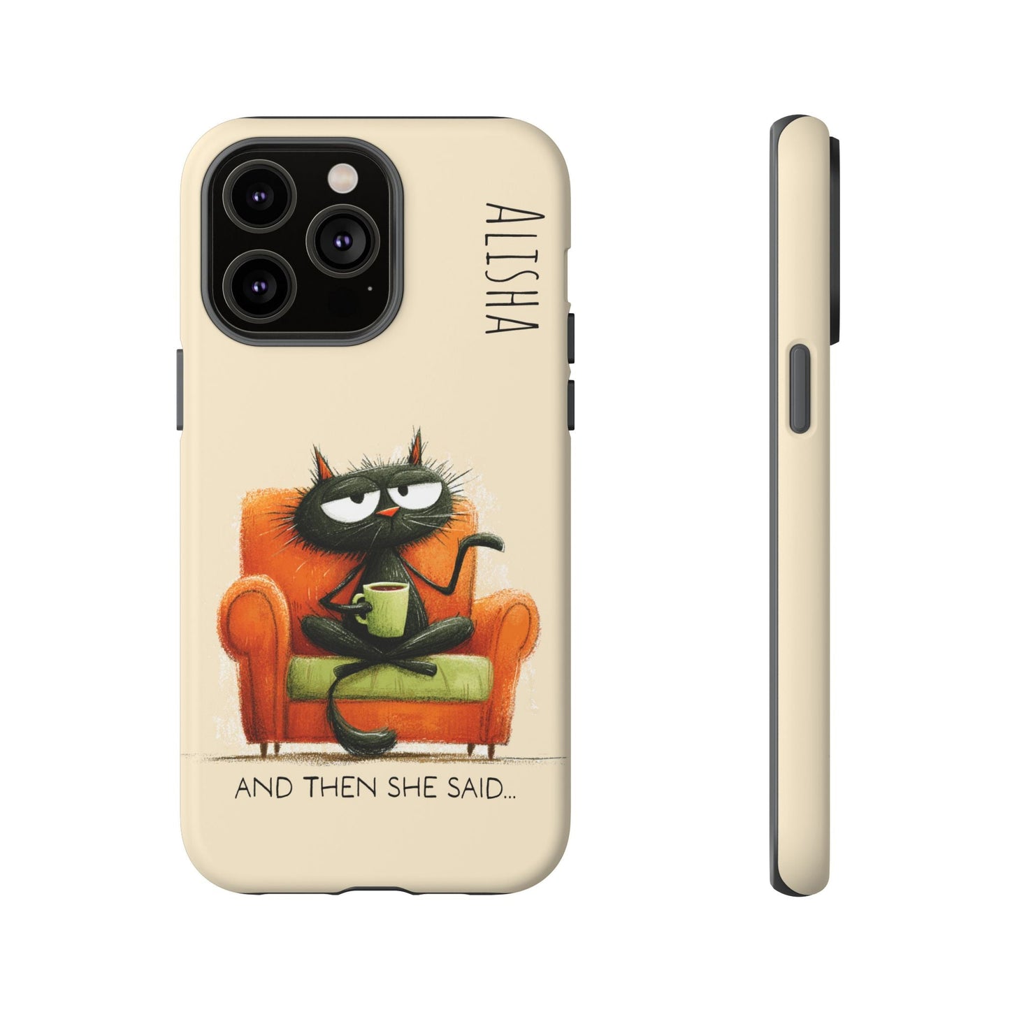 Funny Gossip Cat Phone Case, Cute Phone Accessory, Gift for Cat Phone Cover - FlooredByArt