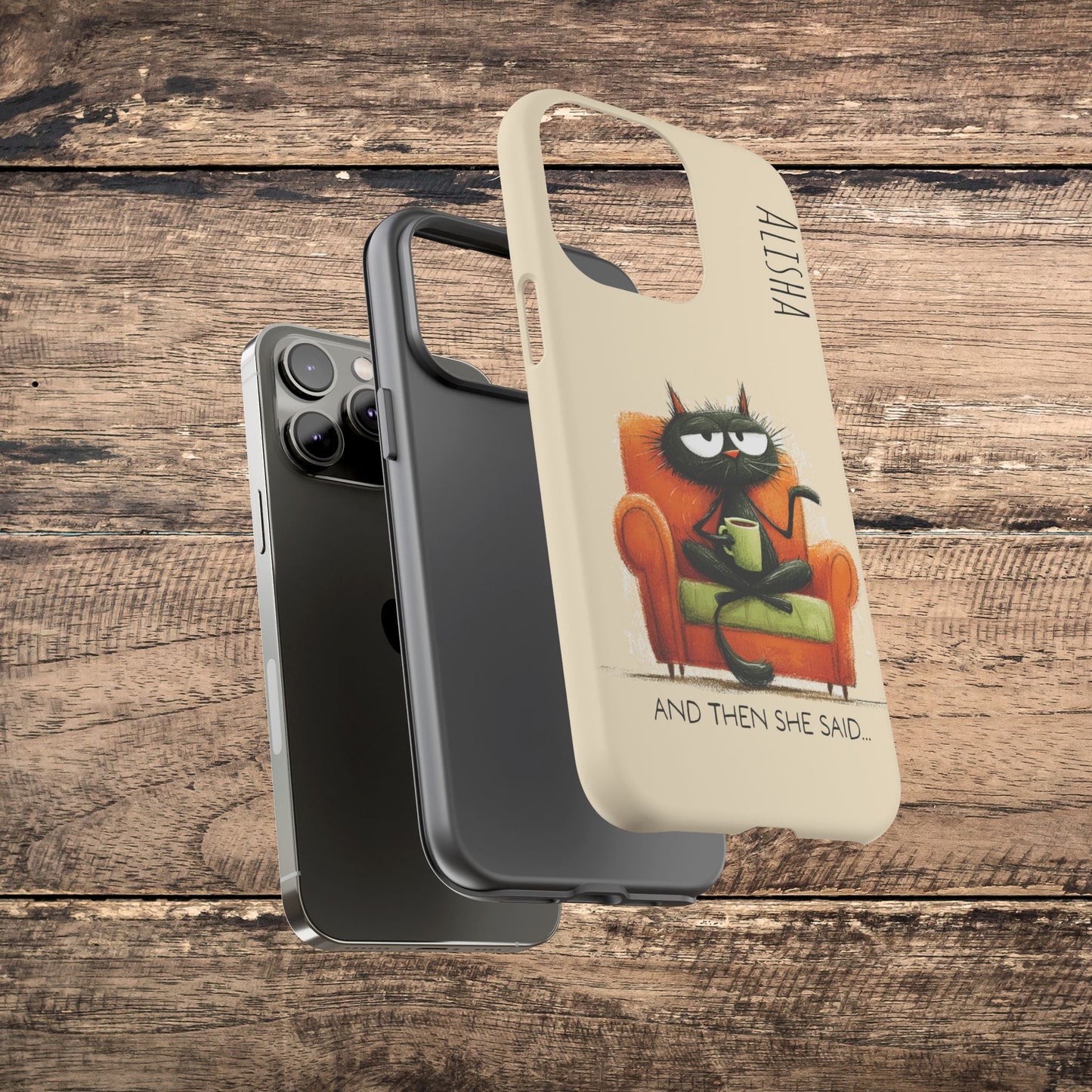 Funny Gossip Cat Phone Case, Cute Phone Accessory, Gift for Cat Phone Cover - FlooredByArt