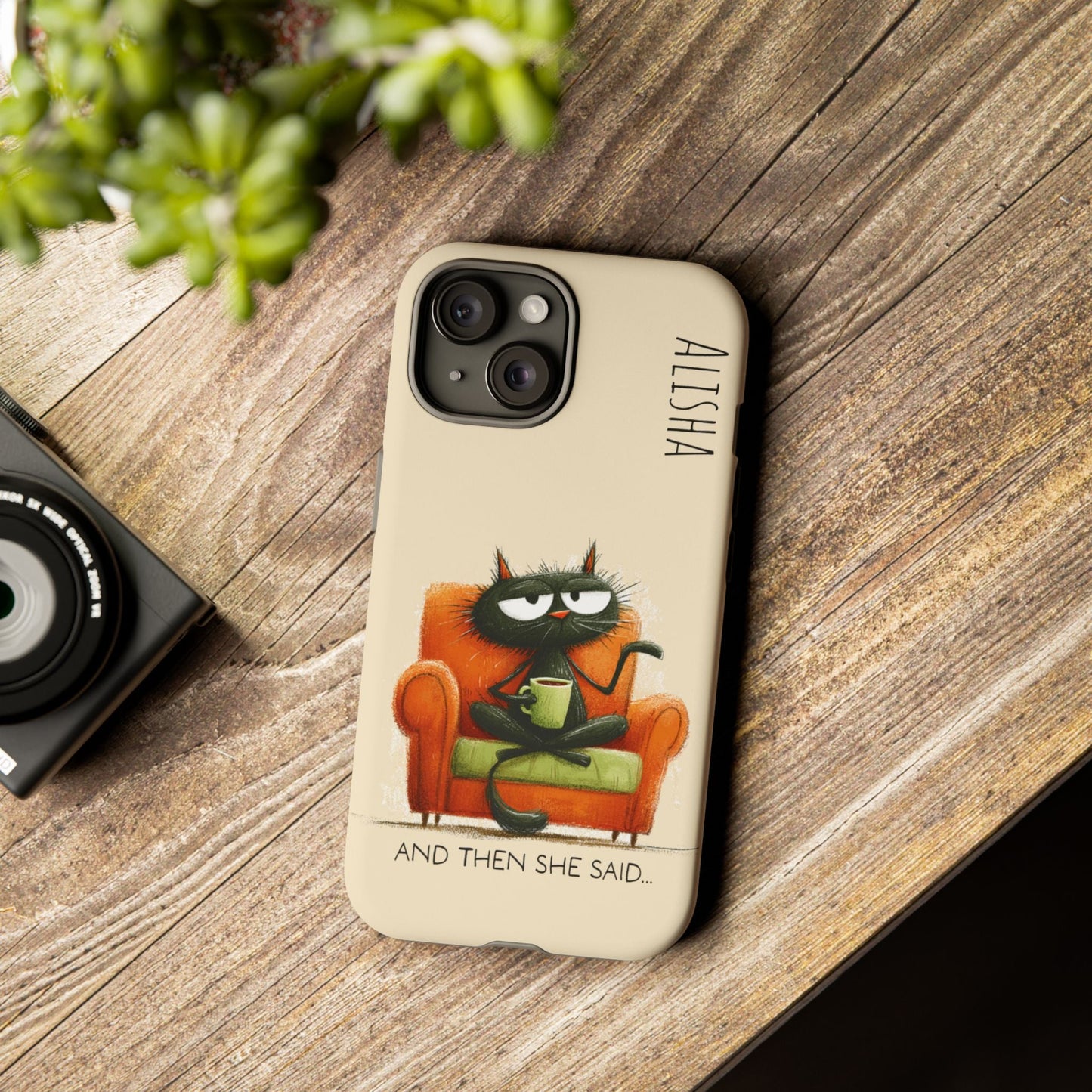 Funny Gossip Cat Phone Case, Cute Phone Accessory, Gift for Cat Phone Cover - FlooredByArt