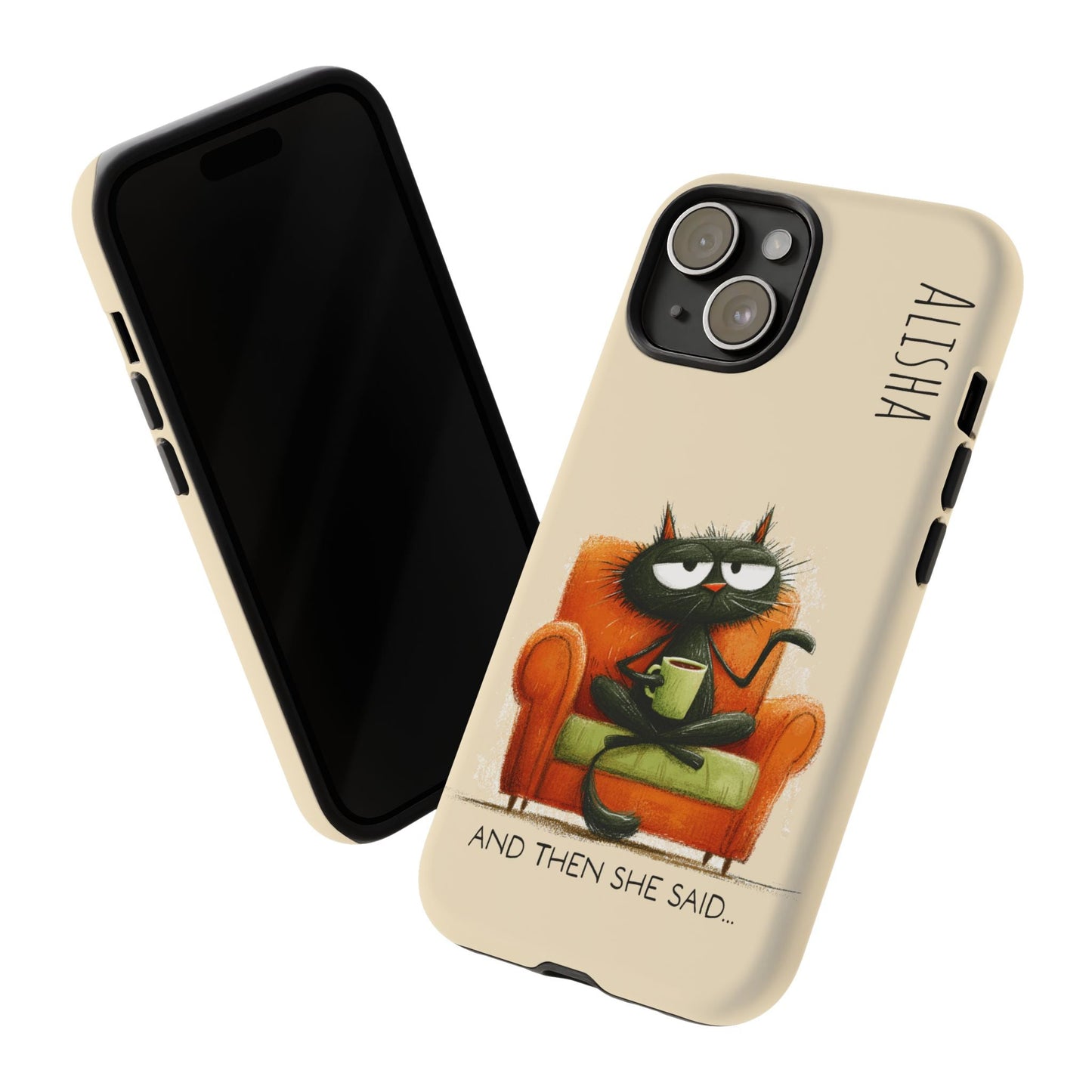Funny Gossip Cat Phone Case, Cute Phone Accessory, Gift for Cat Phone Cover - FlooredByArt