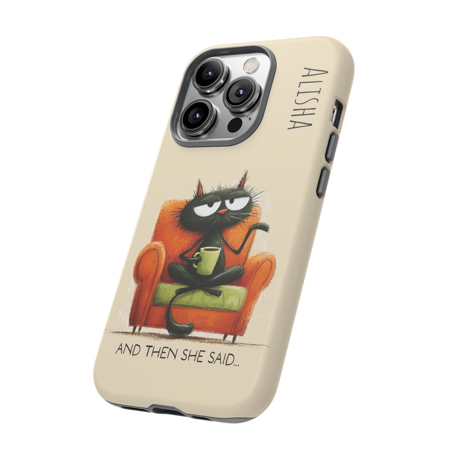 Funny Gossip Cat Phone Case, Cute Phone Accessory, Gift for Cat Phone Cover - FlooredByArt