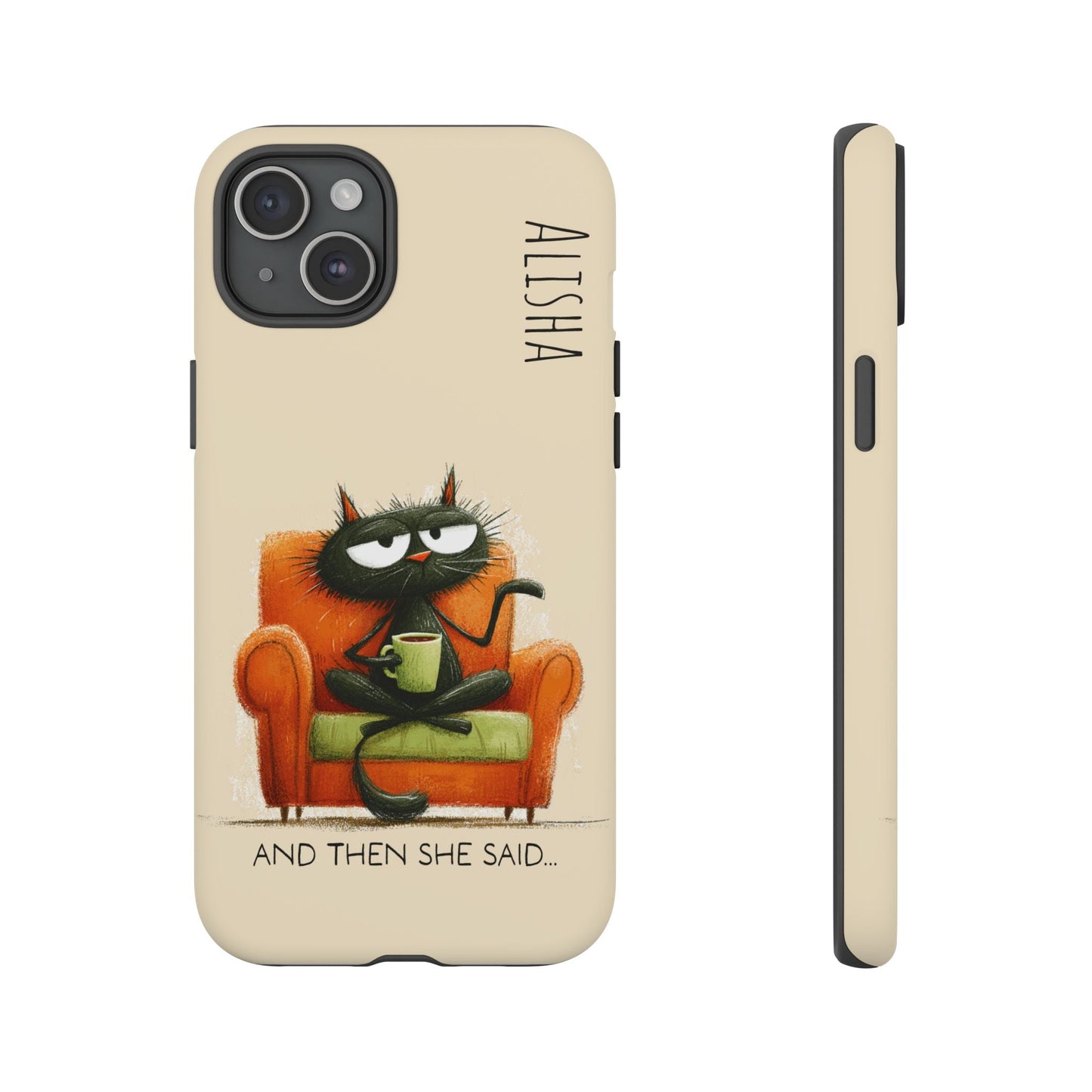 Funny Gossip Cat Phone Case, Cute Phone Accessory, Gift for Cat Phone Cover - FlooredByArt