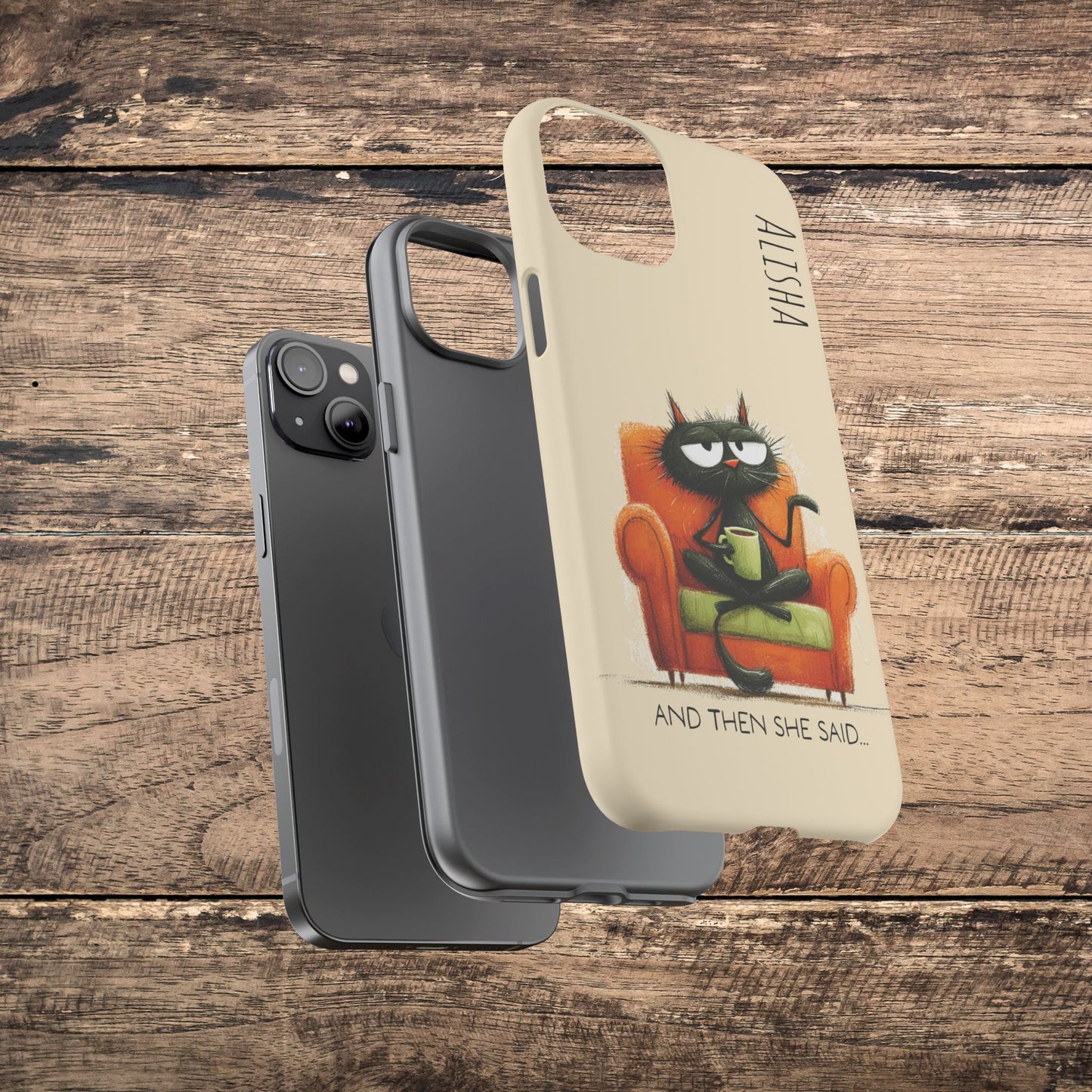 Funny Gossip Cat Phone Case, Cute Phone Accessory, Gift for Cat Phone Cover - FlooredByArt