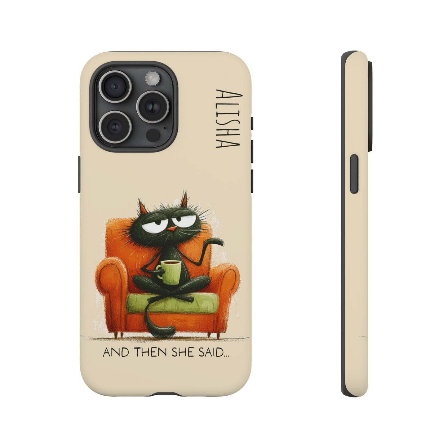 Funny Gossip Cat Phone Case, Cute Phone Accessory, Gift for Cat Phone Cover - FlooredByArt