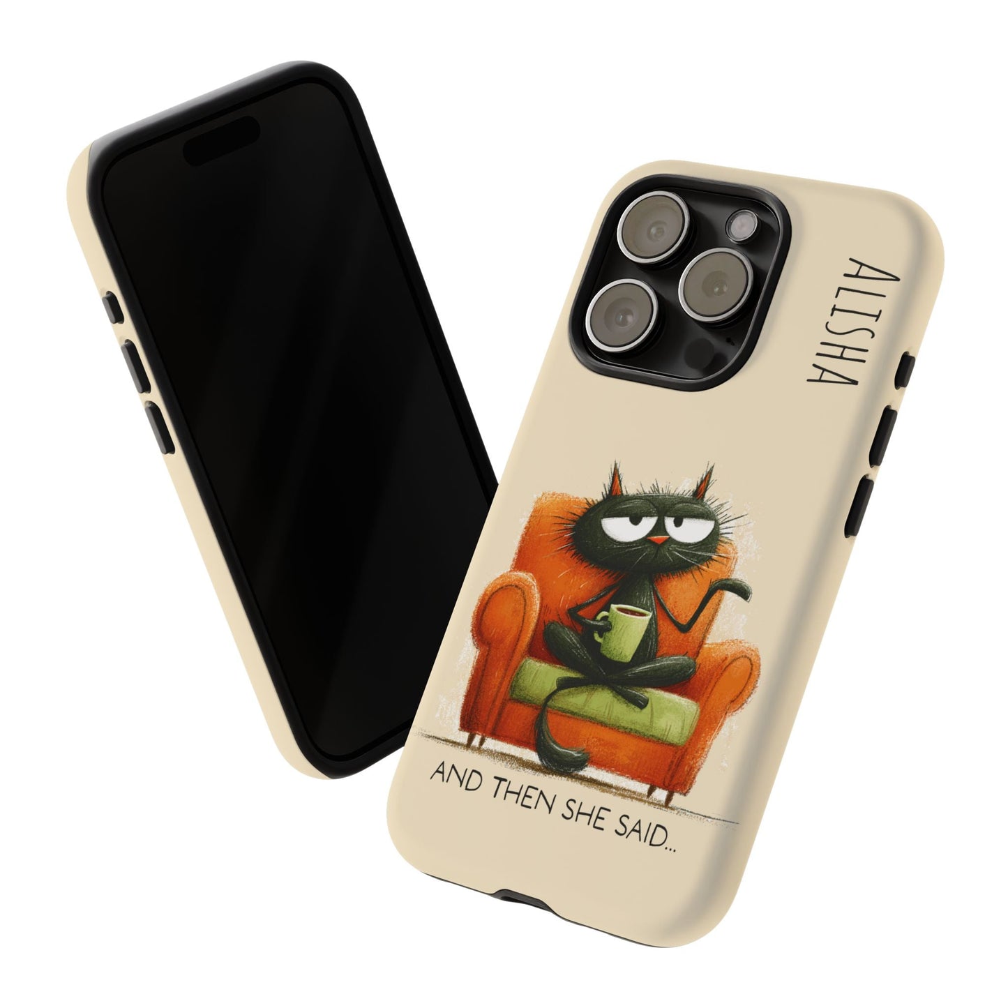 Funny Gossip Cat Phone Case, Cute Phone Accessory, Gift for Cat Phone Cover - FlooredByArt