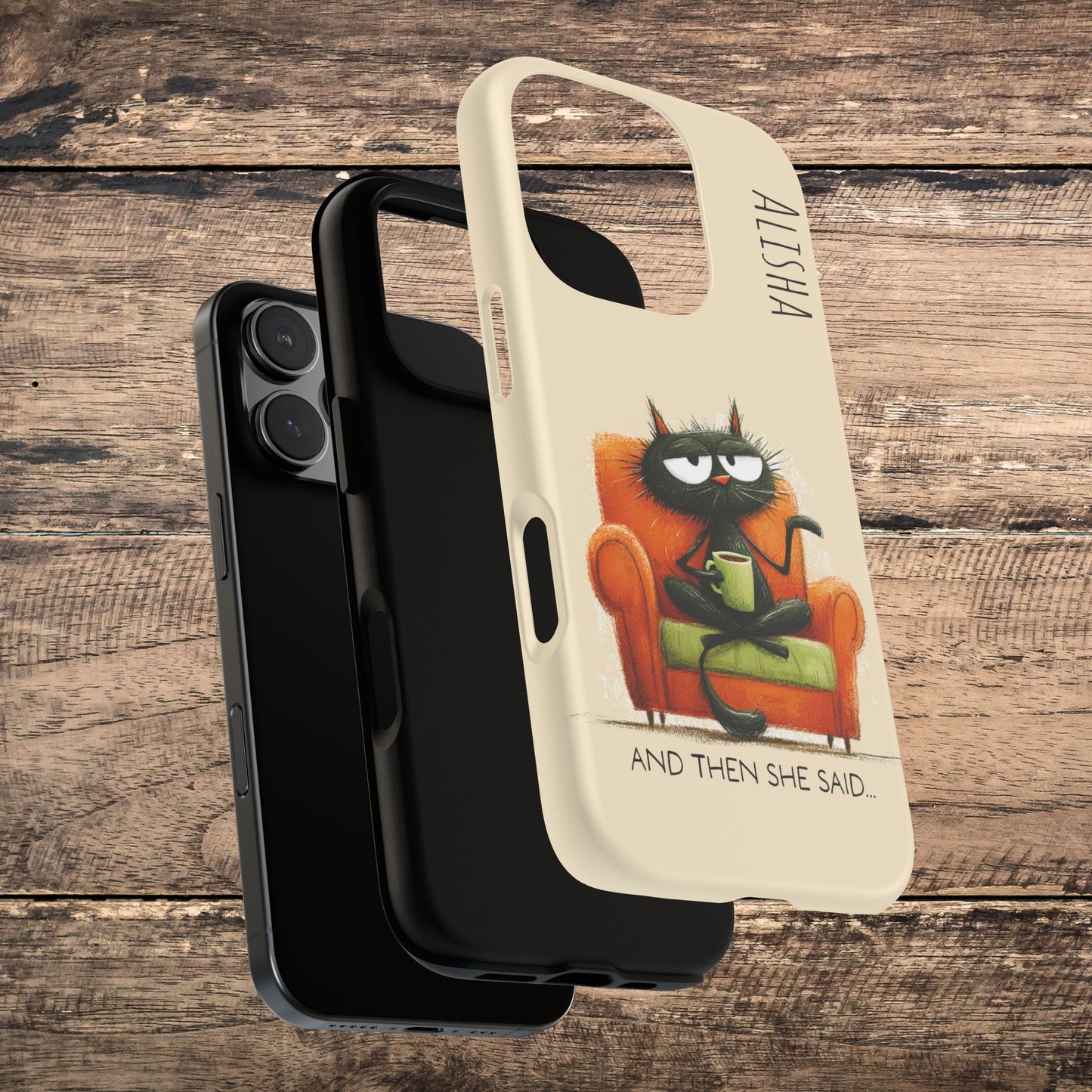 Funny Gossip Cat Phone Case, Cute Phone Accessory, Gift for Cat Phone Cover - FlooredByArt