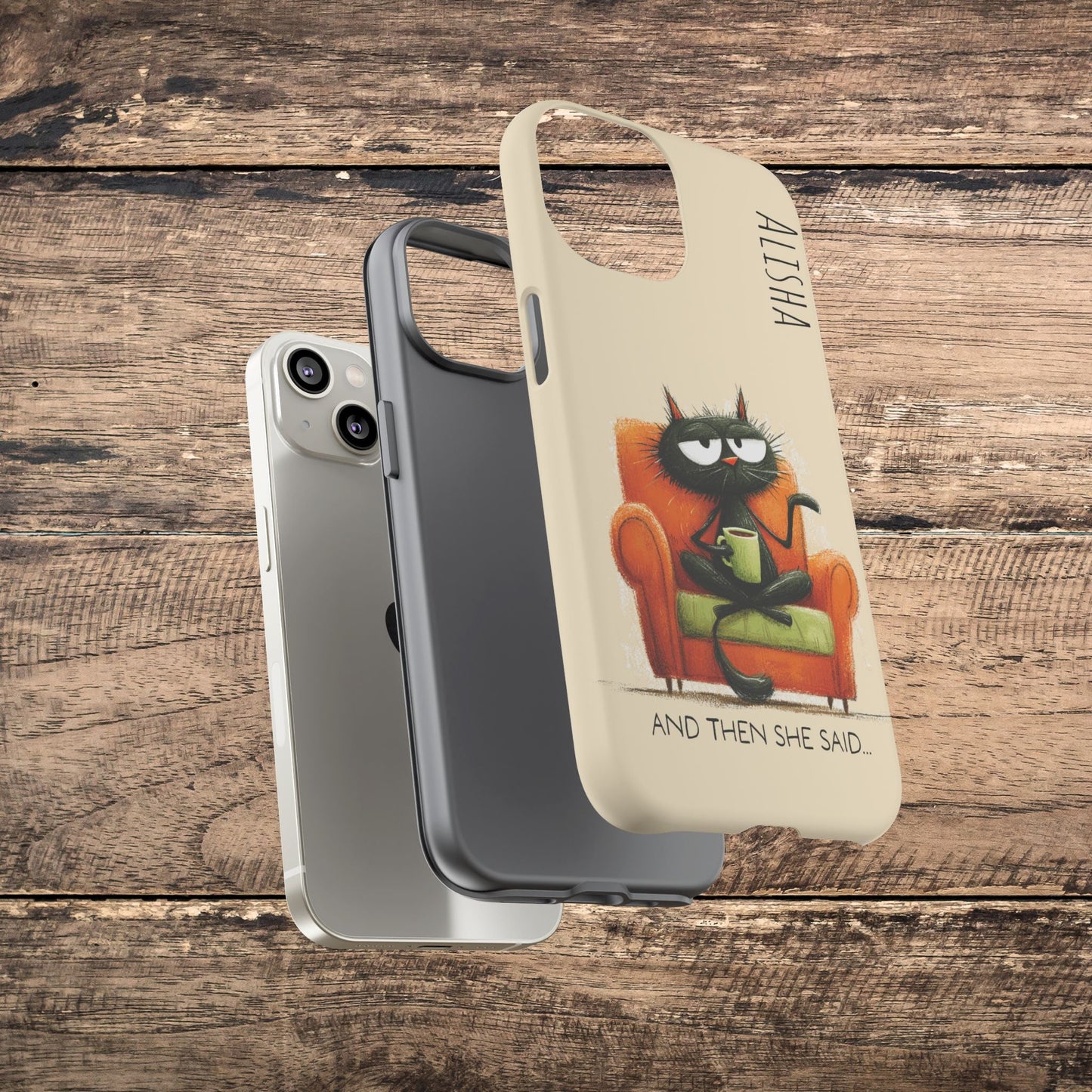 Funny Gossip Cat Phone Case, Cute Phone Accessory, Gift for Cat Phone Cover - FlooredByArt