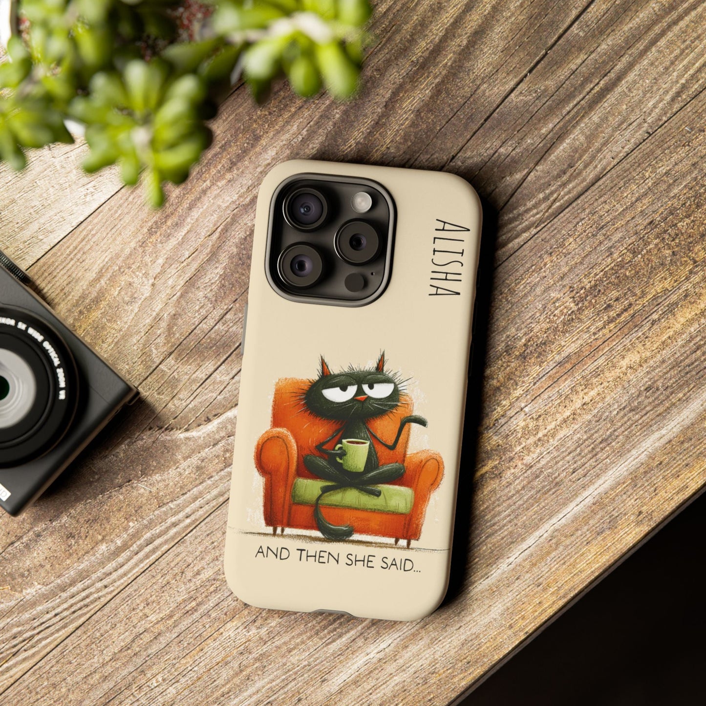 Funny Gossip Cat Phone Case, Cute Phone Accessory, Gift for Cat Phone Cover - FlooredByArt