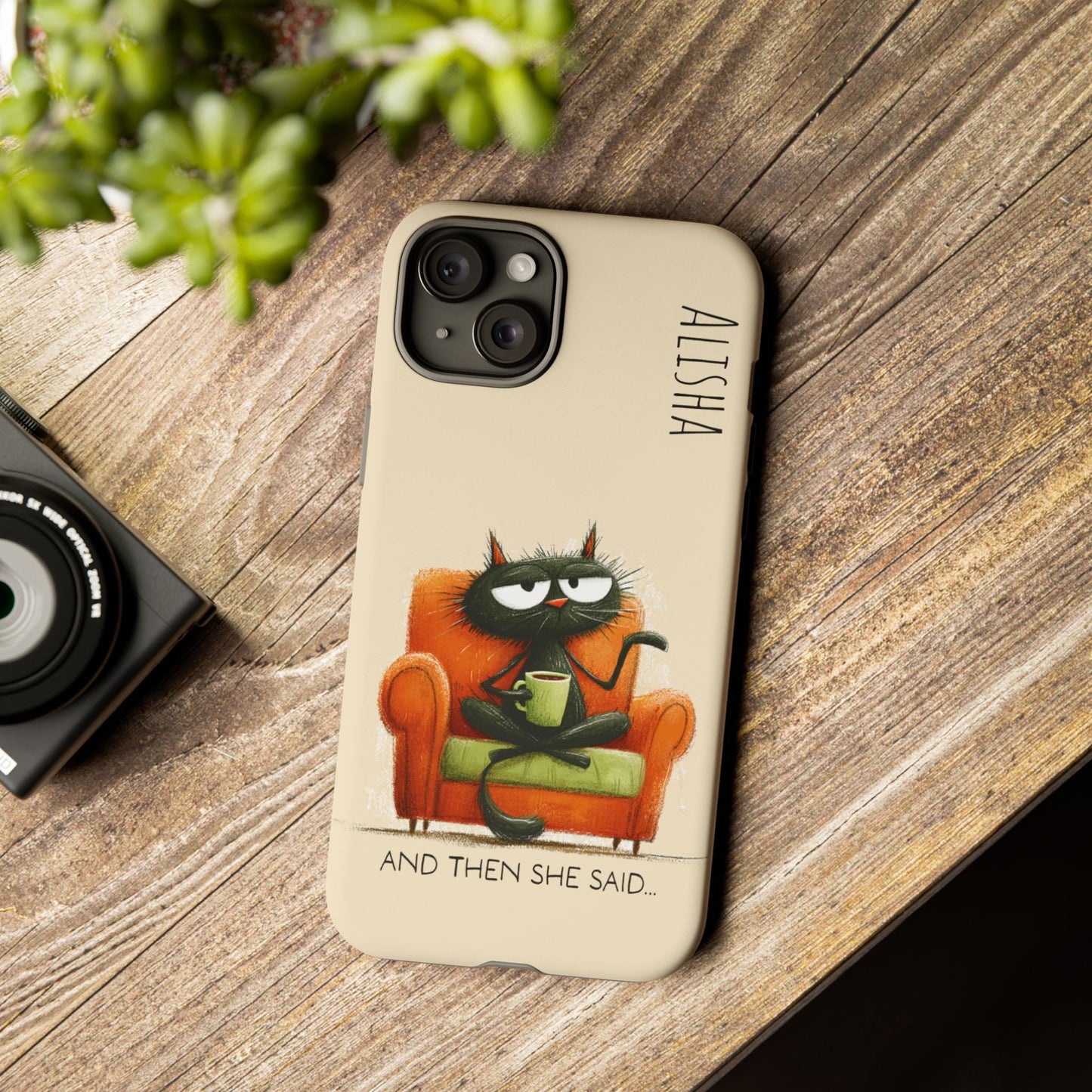 Funny Gossip Cat Phone Case, Cute Phone Accessory, Gift for Cat Phone Cover - FlooredByArt