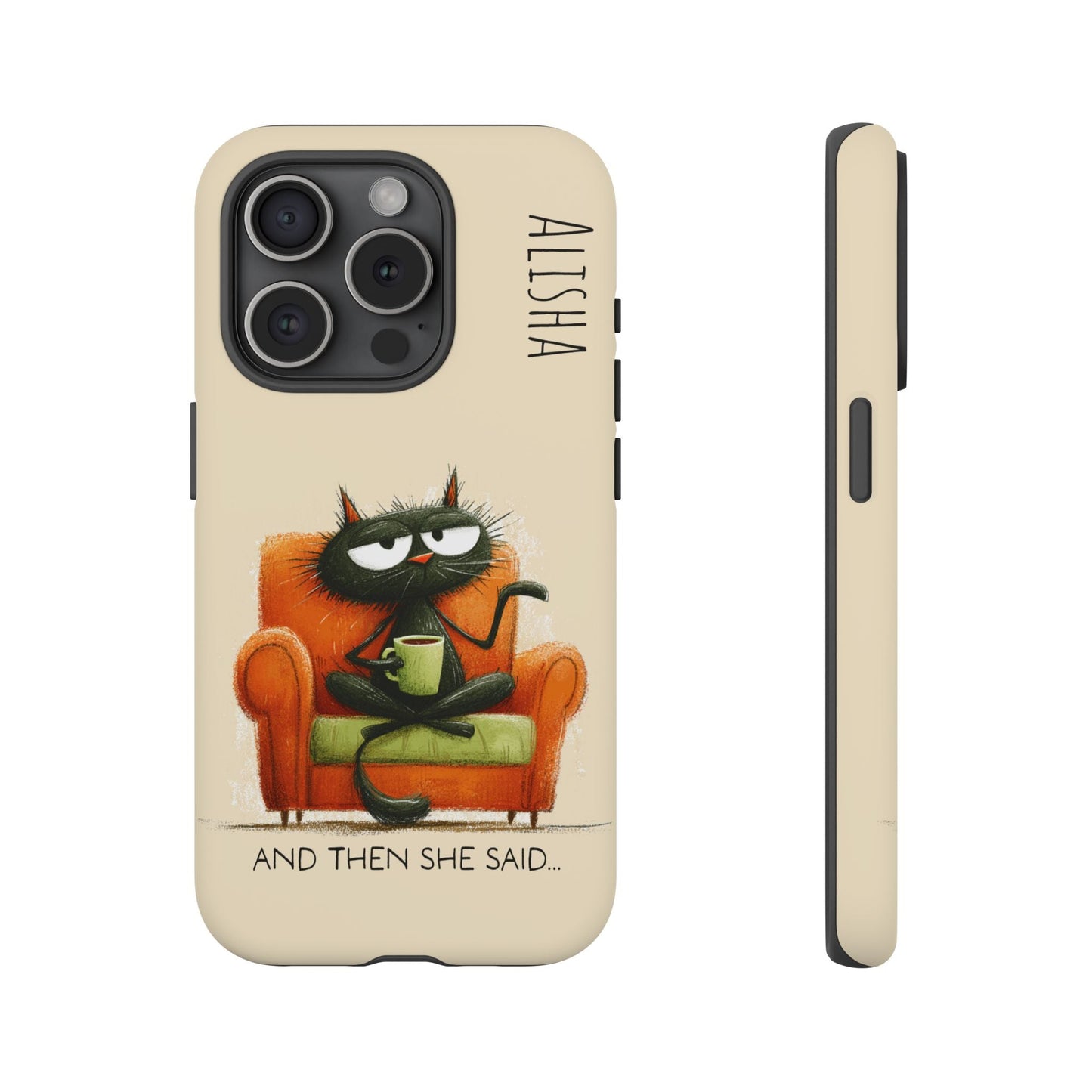 Funny Gossip Cat Phone Case, Cute Phone Accessory, Gift for Cat Phone Cover - FlooredByArt