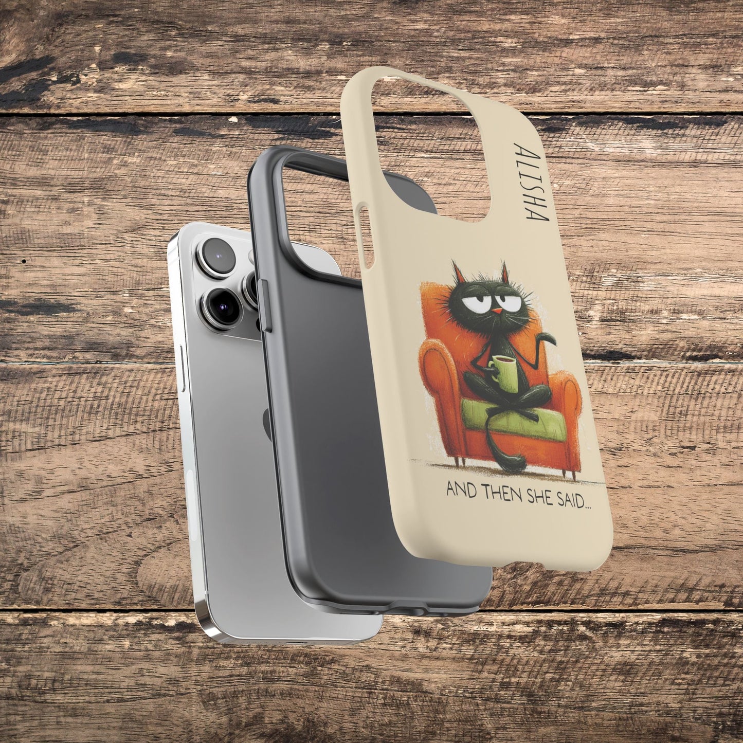 Funny Gossip Cat Phone Case, Cute Phone Accessory, Gift for Cat Phone Cover - FlooredByArt