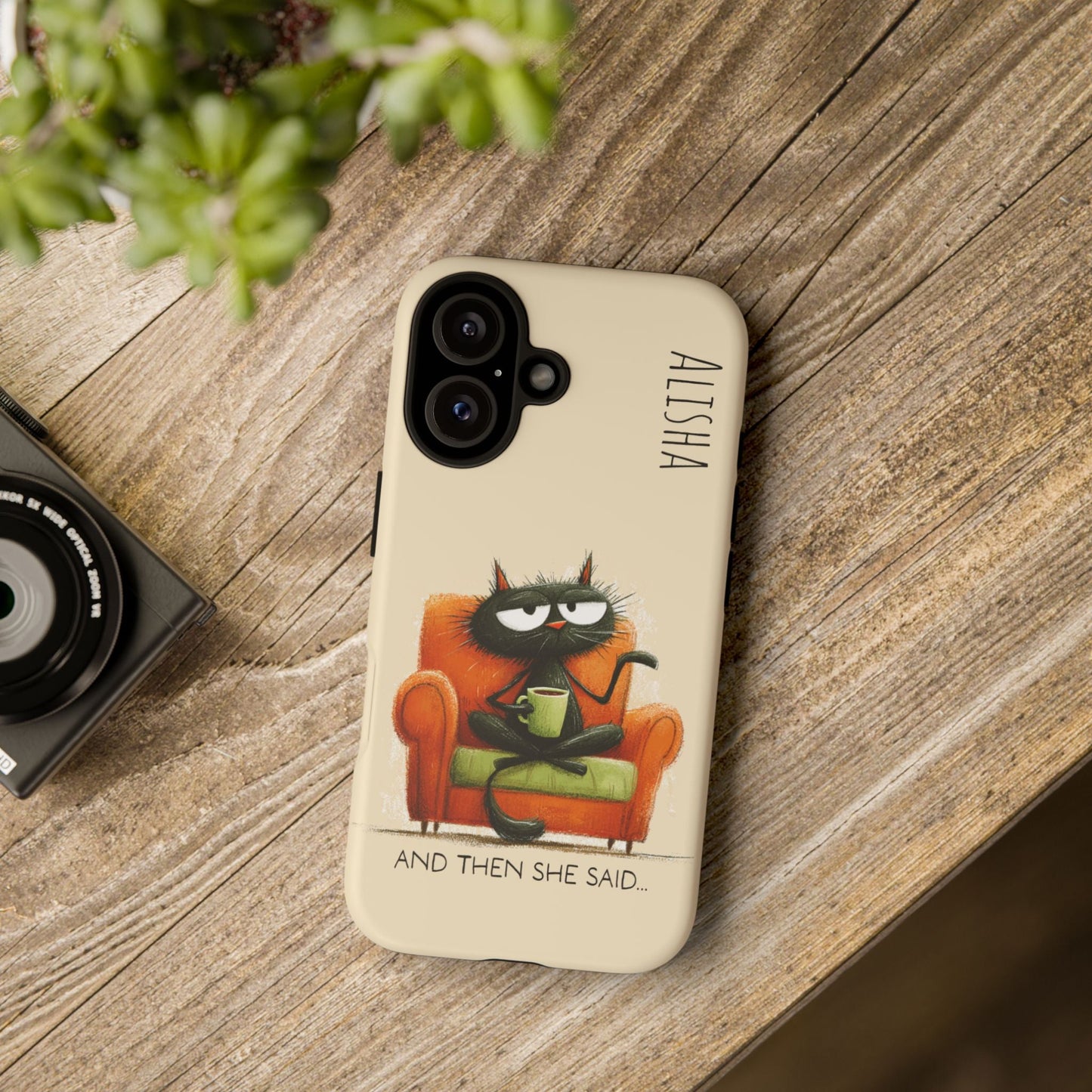 Funny Gossip Cat Phone Case, Cute Phone Accessory, Gift for Cat Phone Cover - FlooredByArt