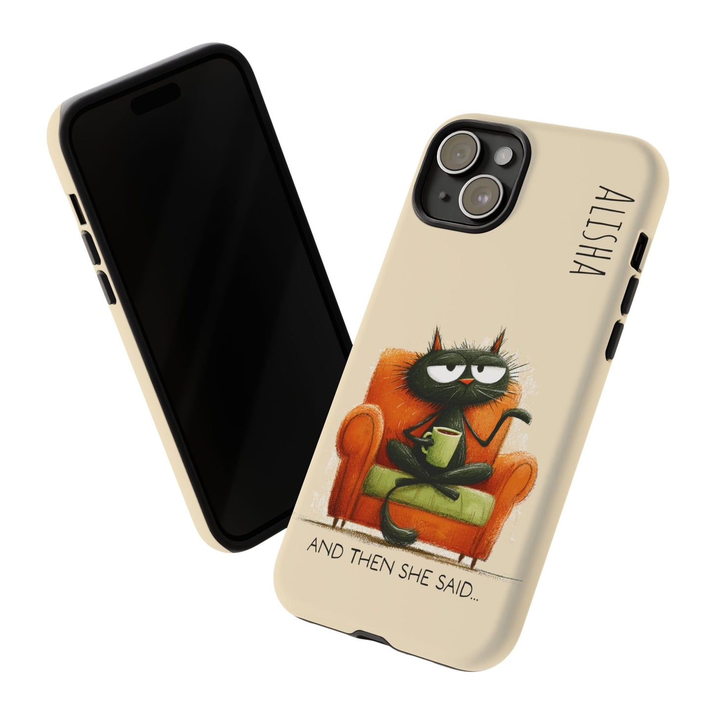 Funny Gossip Cat Phone Case, Cute Phone Accessory, Gift for Cat Phone Cover - FlooredByArt