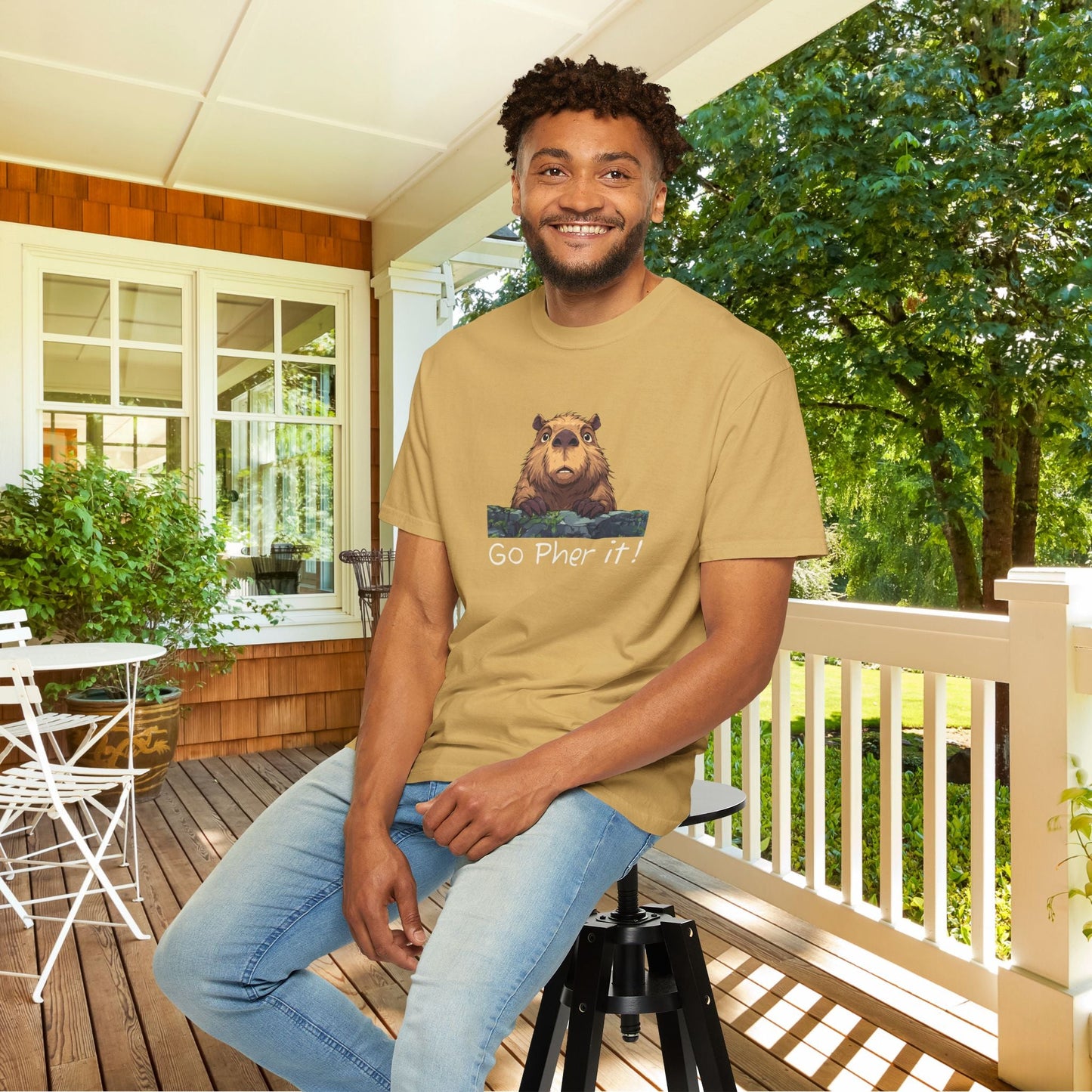 Gopher Comfort Colors Shirt - Go Pher It! Funny Animal Tee, Nature Pun Gift, Outdoorsy Humor Shirt, Cute Wildlife T-shirt - FlooredByArt