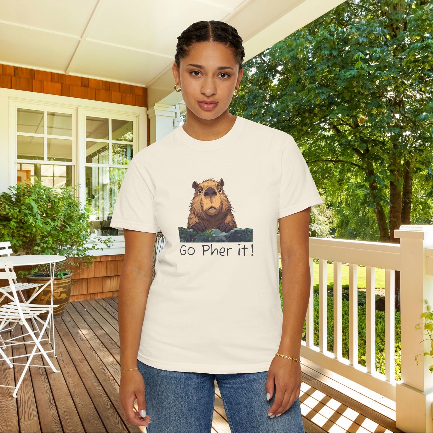 Gopher Comfort Colors Shirt - Go Pher It! Funny Animal Tee, Nature Pun Gift, Outdoorsy Humor Shirt, Cute Wildlife T-shirt - FlooredByArt
