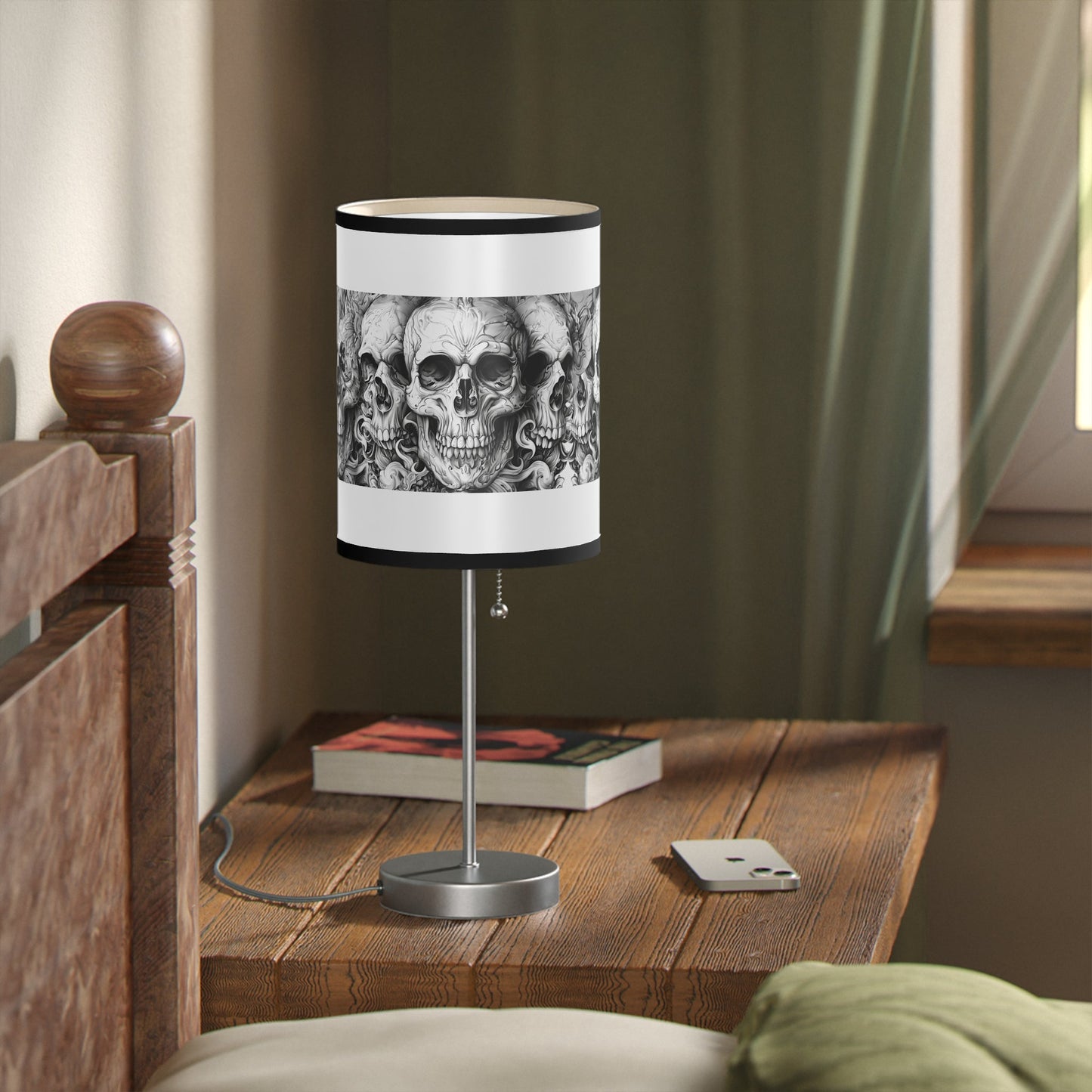 Goth Skull Art Table lamp, Decorative Dark Academia Art Lamp - FlooredByArt