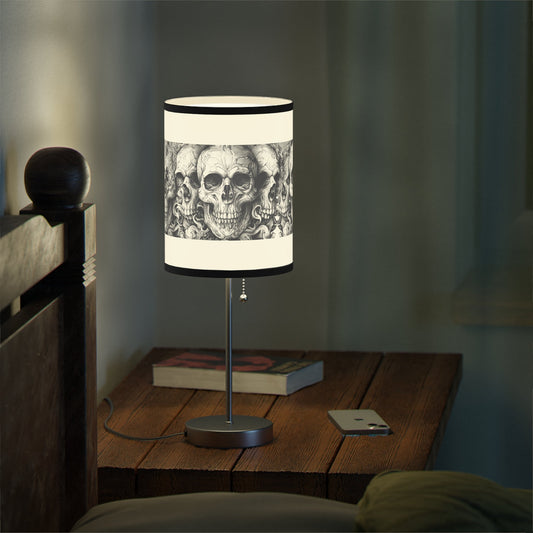 Goth Skull Art Table lamp, Decorative Dark Academia Art Lamp - FlooredByArt