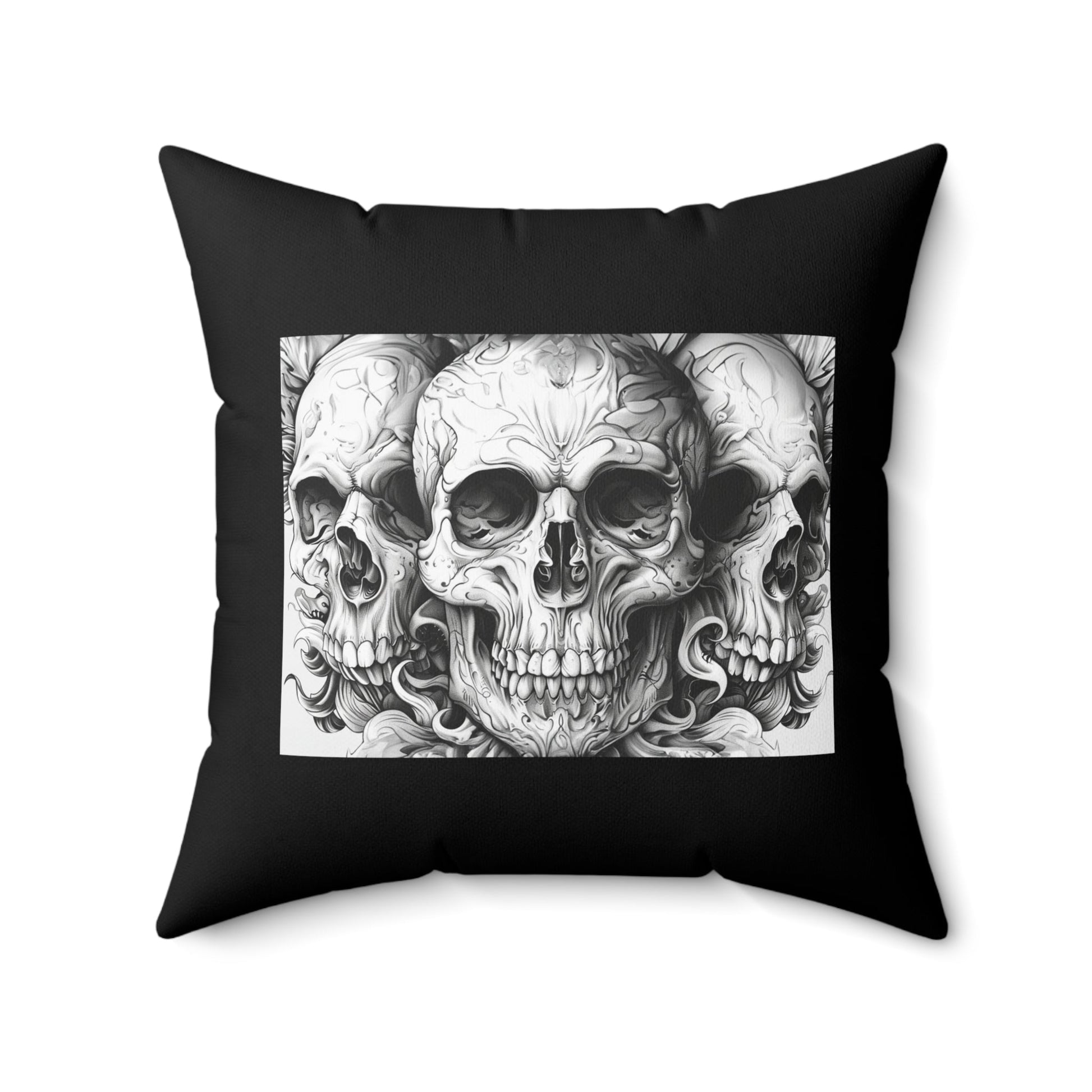 Goth Skull Art Throw Pillow, Decorative Dark Academia Art Pillow, Any Room Gothic Skull Decor - FlooredByArt