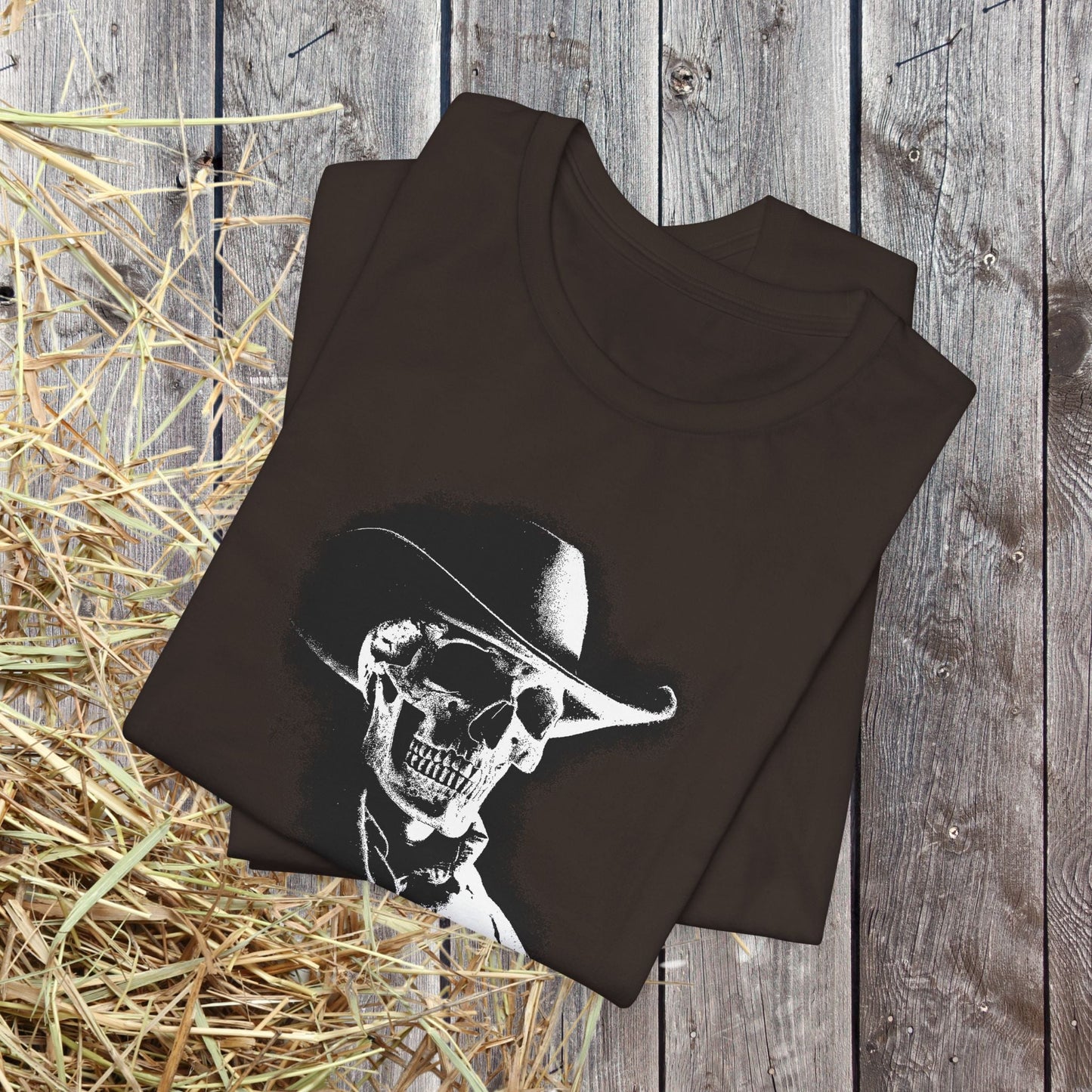 Gothic Cowboy Skeleton T-Shirt β Dark Western Skull Shirt, Ghost Rider Western - FlooredByArt