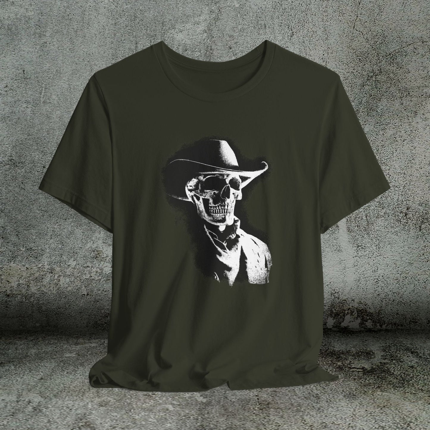 Gothic Cowboy Skeleton T-Shirt β Dark Western Skull Shirt, Ghost Rider Western - FlooredByArt