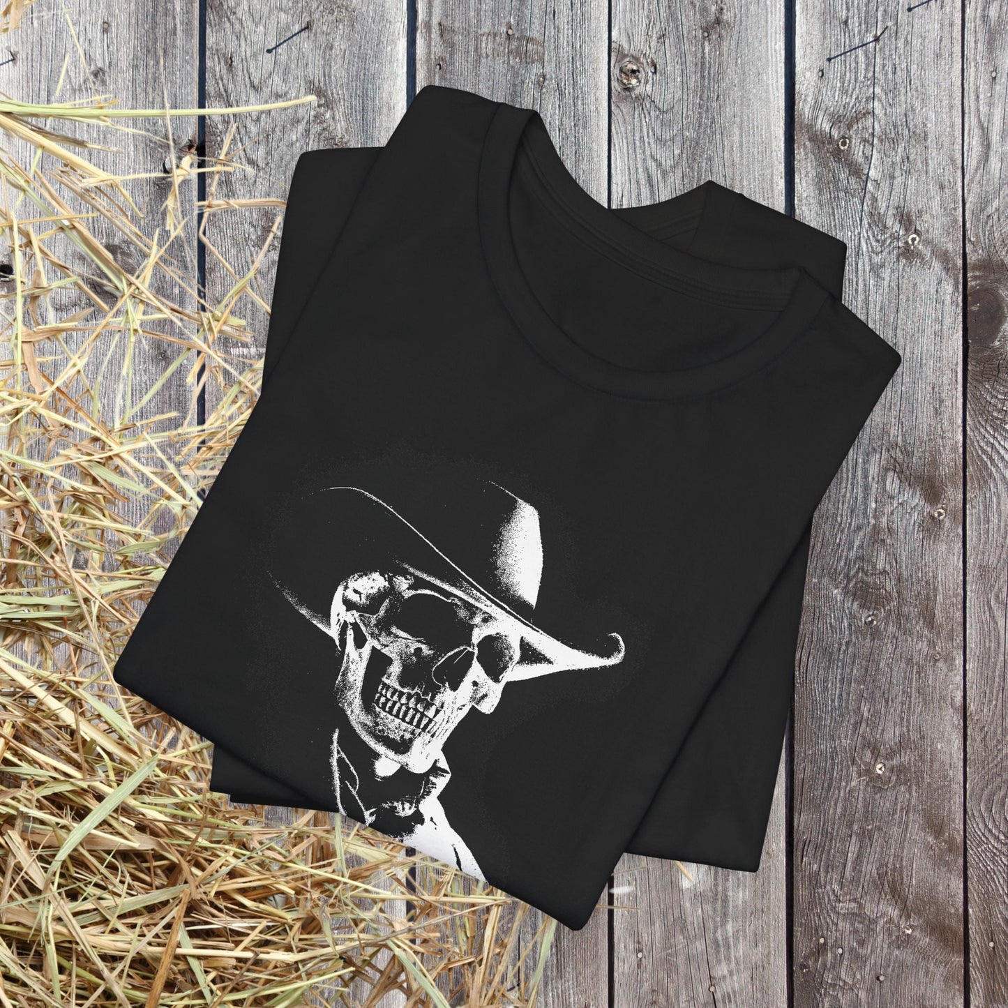 Gothic Cowboy Skeleton T-Shirt β Dark Western Skull Shirt, Ghost Rider Western - FlooredByArt