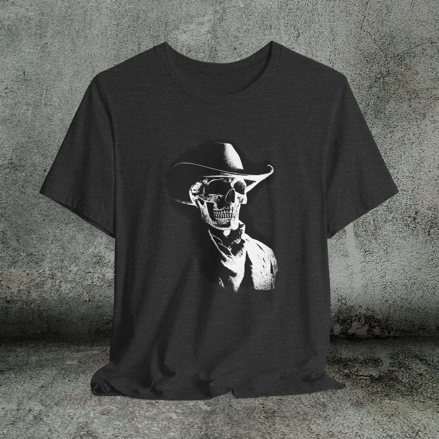Gothic Cowboy Skeleton T-Shirt β Dark Western Skull Shirt, Ghost Rider Western - FlooredByArt