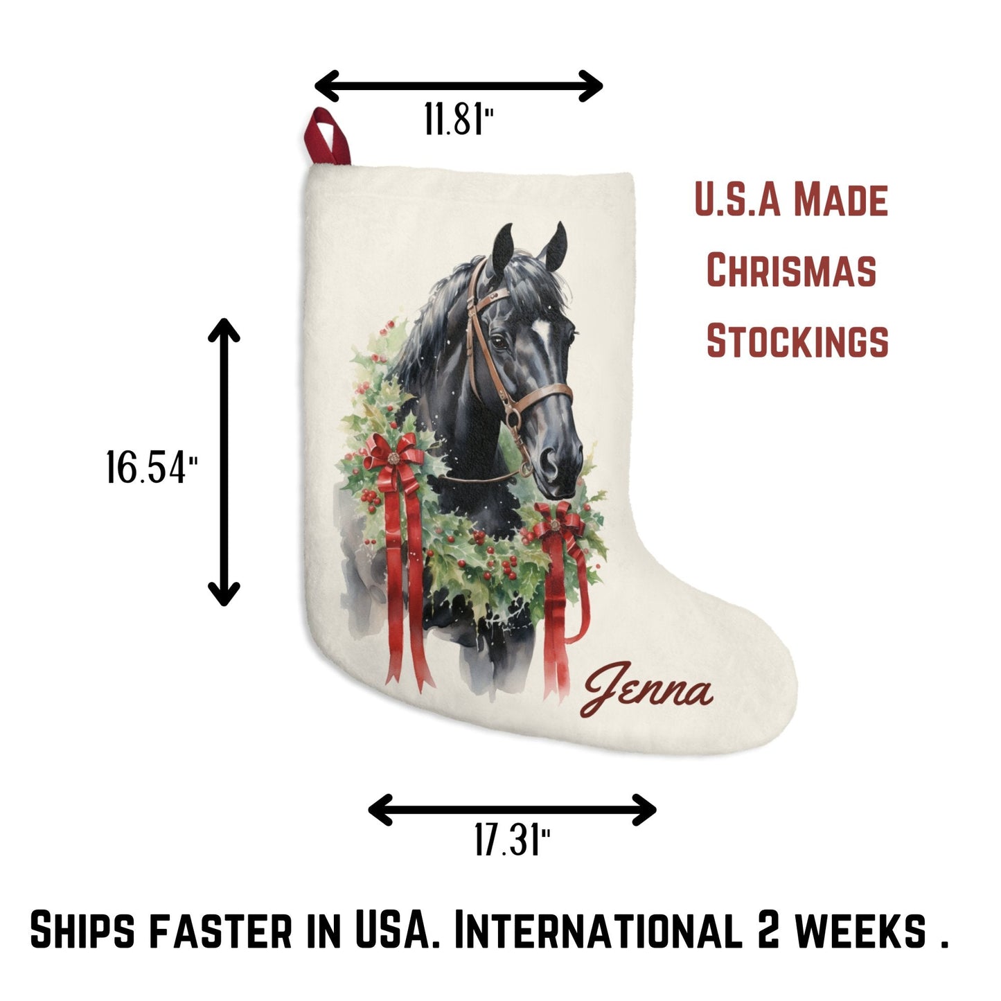 Gray Horse Christmas Stocking, Early Family Gift for Horse Lover - FlooredByArt