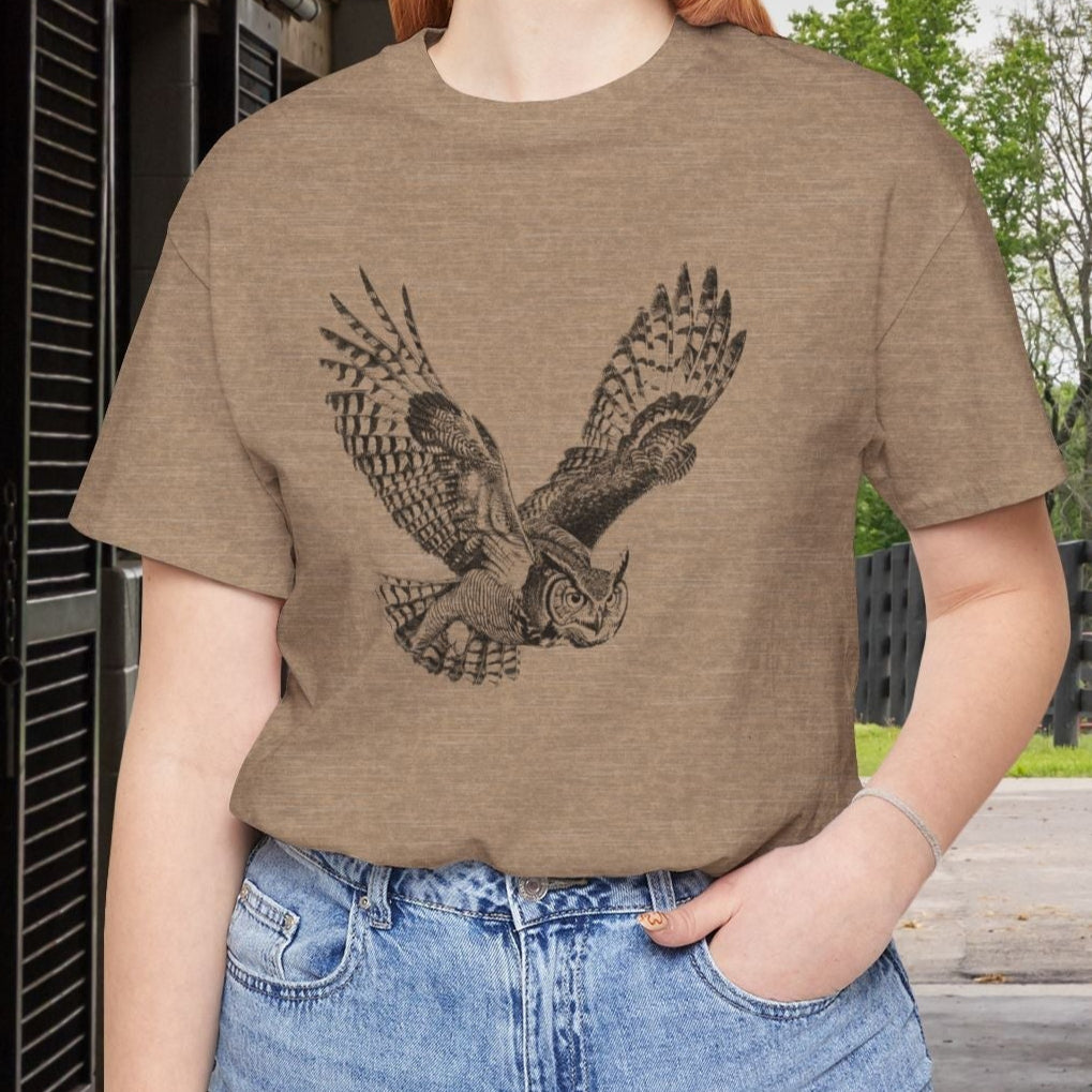Great Horned Owl T-Shirt β Pen and Ink Wildlife Art Tee for Nature and Bird Lovers - FlooredByArt
