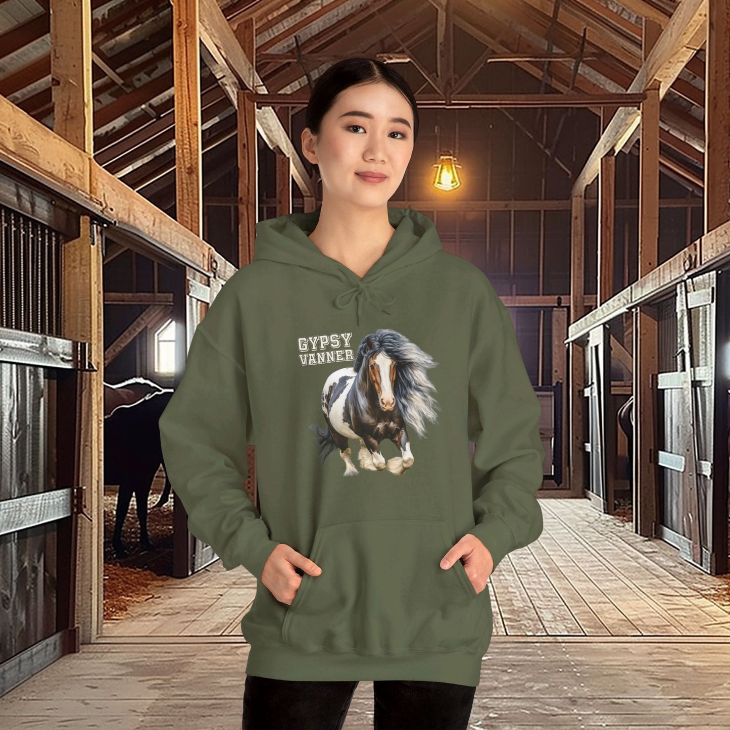 Gypsy Vanner Horse Hoodie Sweatshirt - Beautiful Gypsy Vanner Cob Horse Lover Gift Idea - FlooredByArt