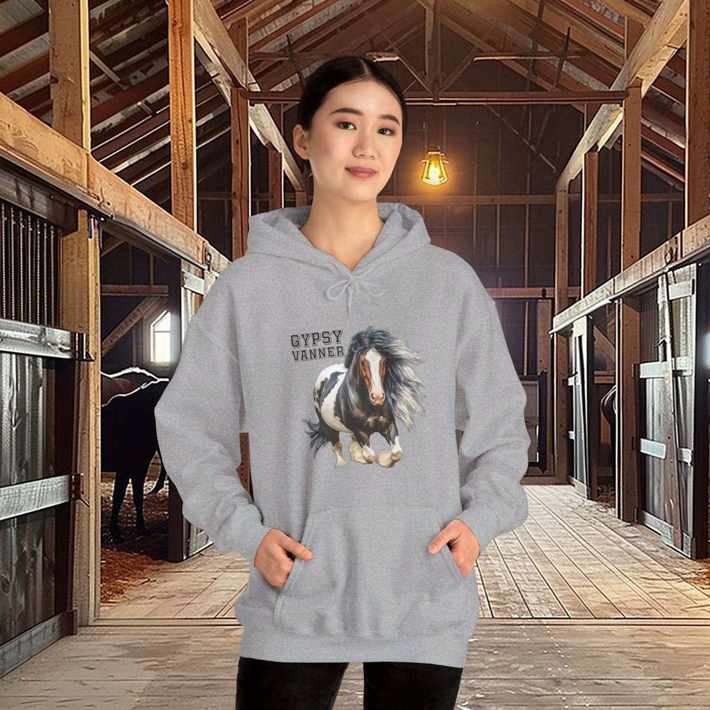 Gypsy Vanner Horse Hoodie Sweatshirt - Beautiful Gypsy Vanner Cob Horse Lover Gift Idea - FlooredByArt